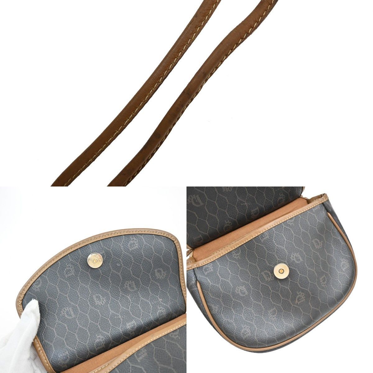 Dior Christian Dior Vintage Honeycomb Shoulder Bag Canvas and Leather Size ONE SIZE - 9 Thumbnail