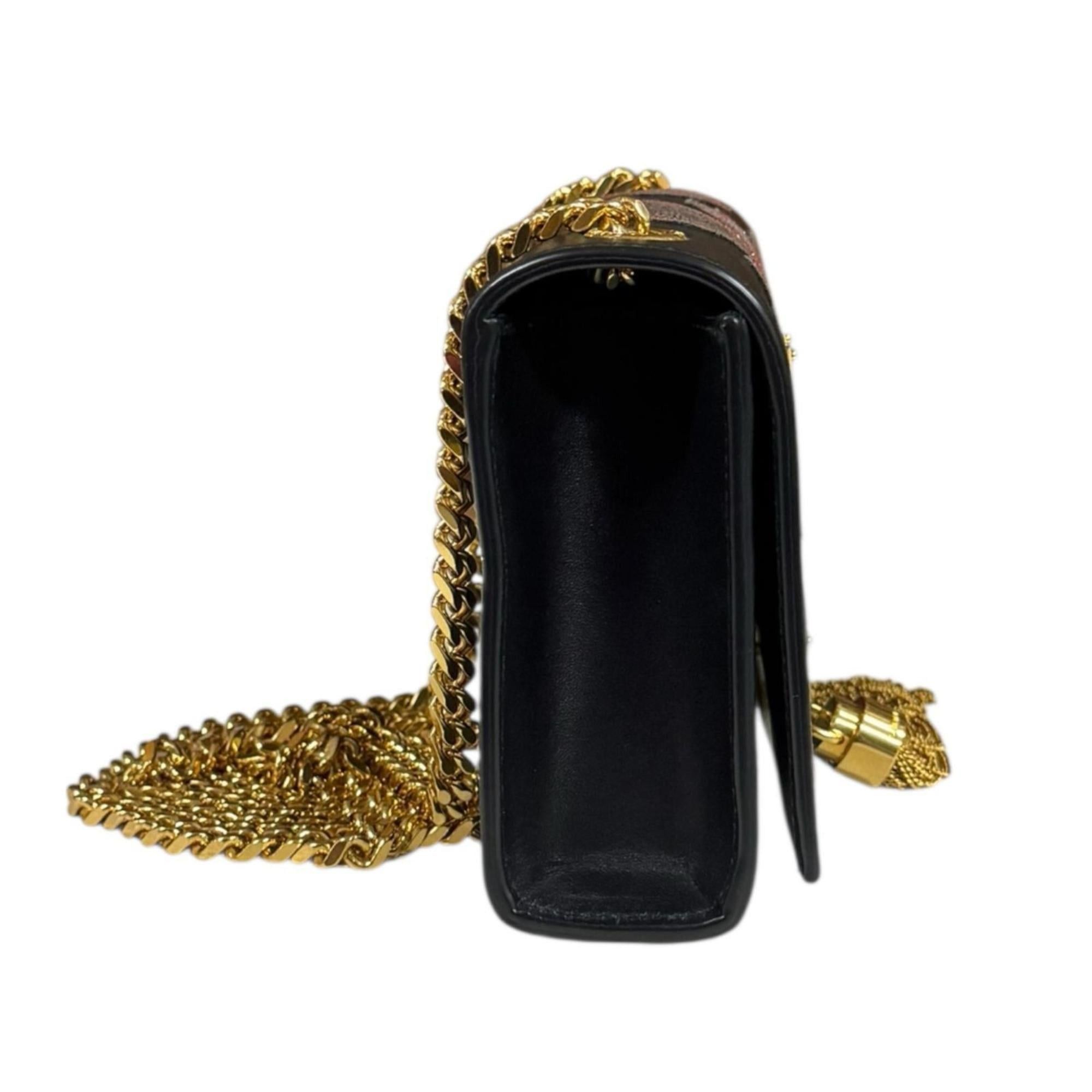 Saint Laurent Paris Saint Laurent Shoulder Bag, Leather, Black, Women's, Pre-owned, Chain Tassel Size ONE SIZE - 4 Thumbnail