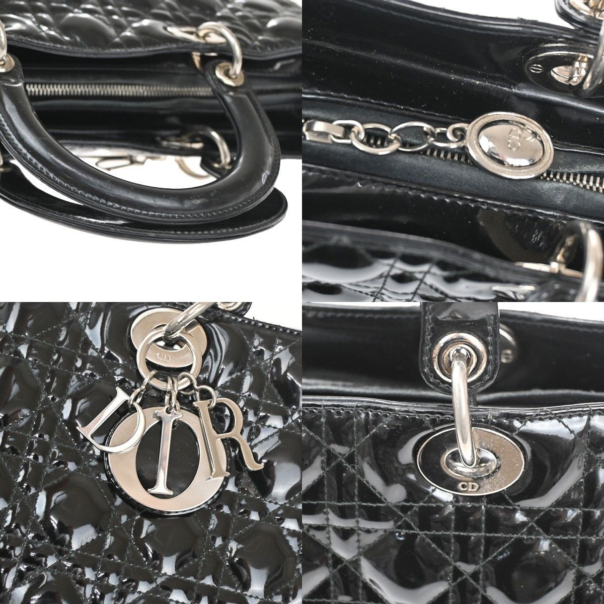 Dior Christian Dior Lady Dior Bag Cannage Quilt Patent Size ONE SIZE - 9 Thumbnail