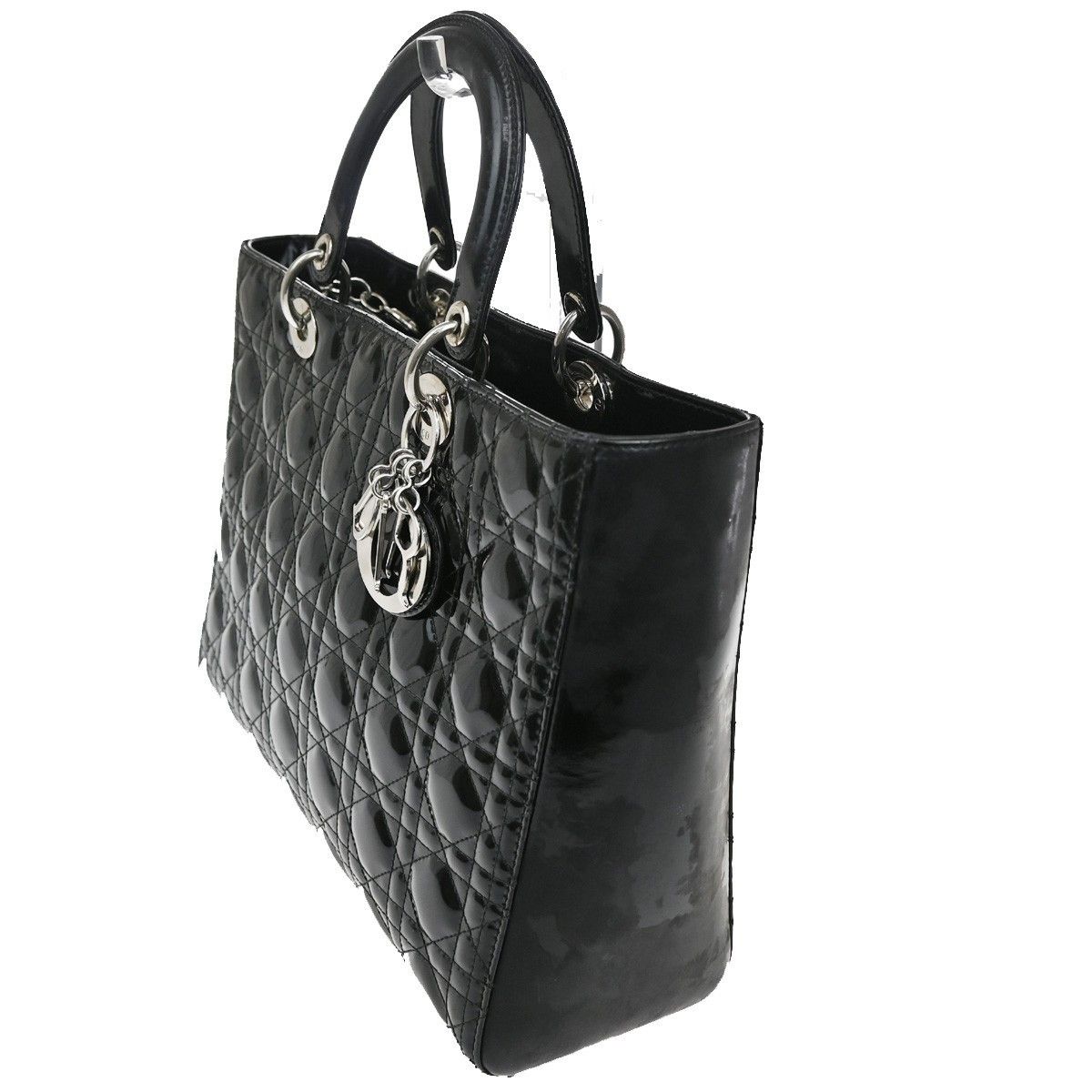 Dior Christian Dior Lady Dior Bag Cannage Quilt Patent Size ONE SIZE - 3 Thumbnail
