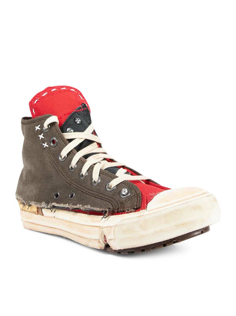 Maison Margiela "LOVE TO DEATH" HIGH-TOP CANVAS SNEAKERS WITH DESTRUCTURED DETAILS Size US 11 / EU 44 - 2 Thumbnail