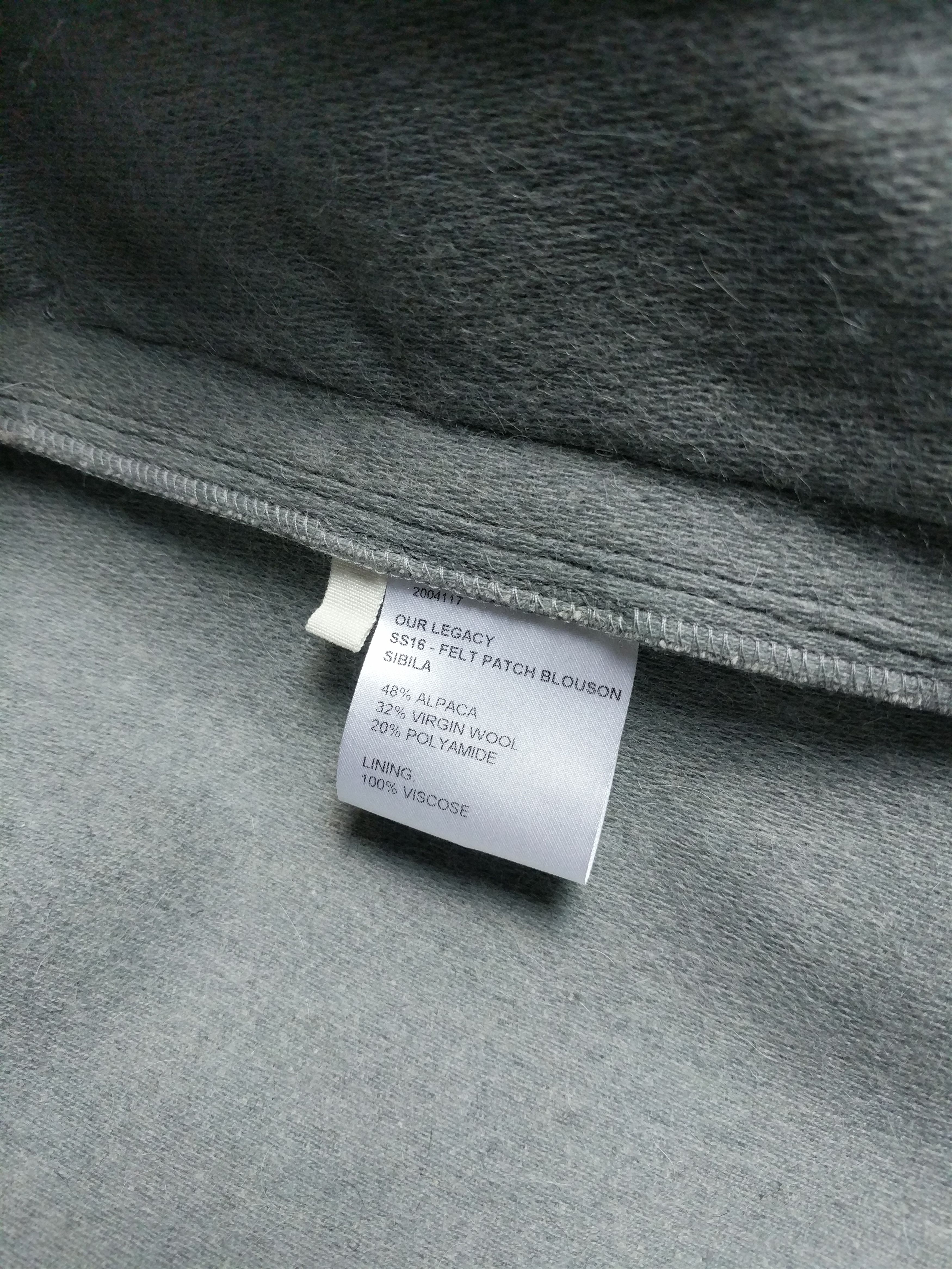Our Legacy Alpaca Wool Felt Patch Blouson Grey Cillium Size 48 Size US M / EU 48-50 / 2 - 5 Thumbnail