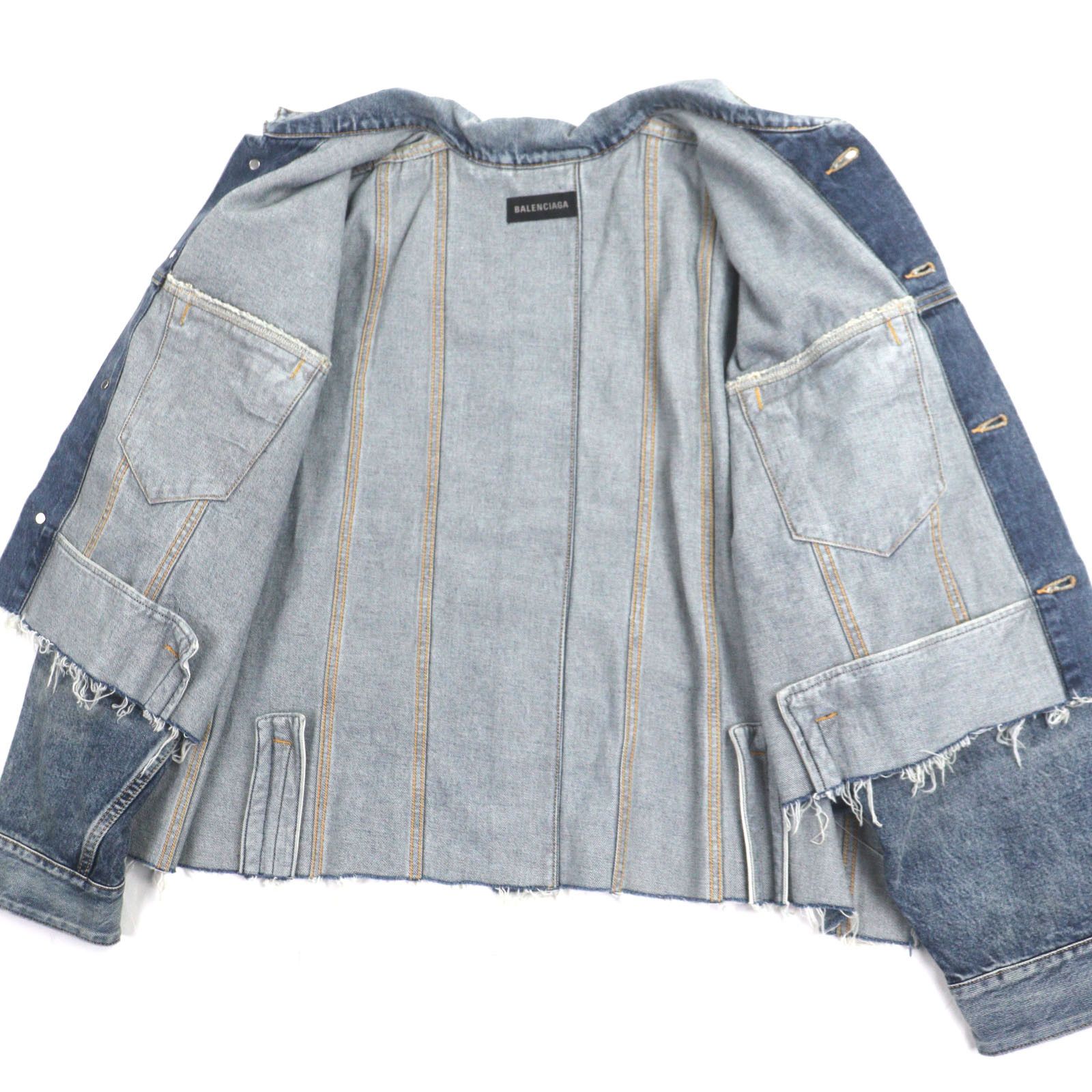 Balenciaga Balenciaga Balenciaga Deconstructed Panelled Denim Jacket Denim Outerwear 704527 DUTY FREE for USA Size ONE SIZE - 4 Thumbnail