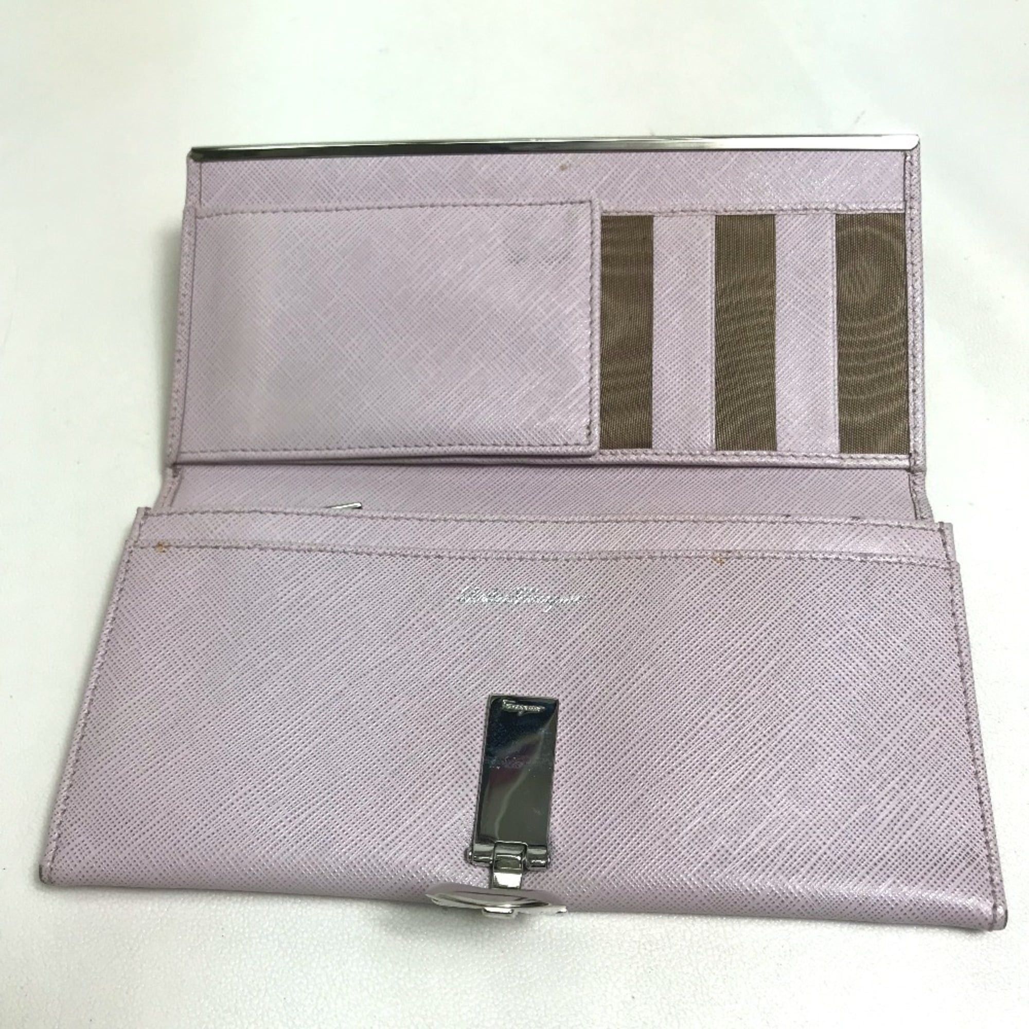 Salvatore Ferragamo Salvatore Ferragamo Gancini logo hardware long wallet in leather, women's, purple/light purple Size ONE SIZE - 6 Thumbnail