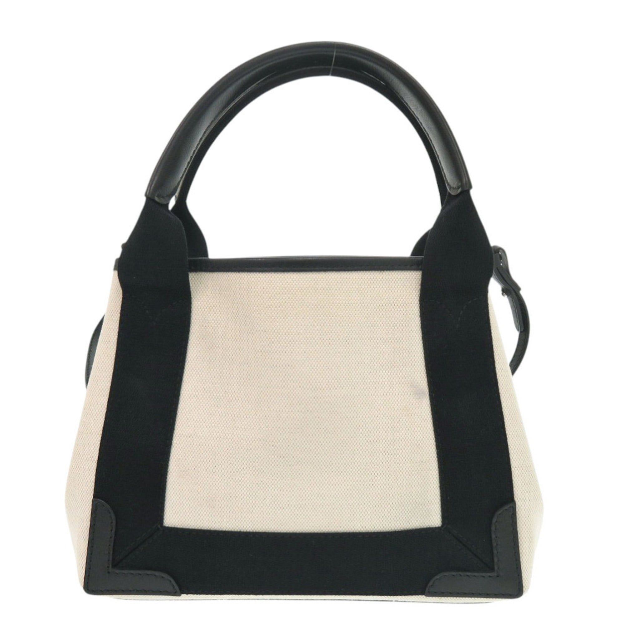 Balenciaga Like new Balenciaga Navy Cabas XS Canvas and Leather in Light Beige Black, 2-Way Handbag 0433 BALENCIAGA Size ONE SIZE - 3 Thumbnail