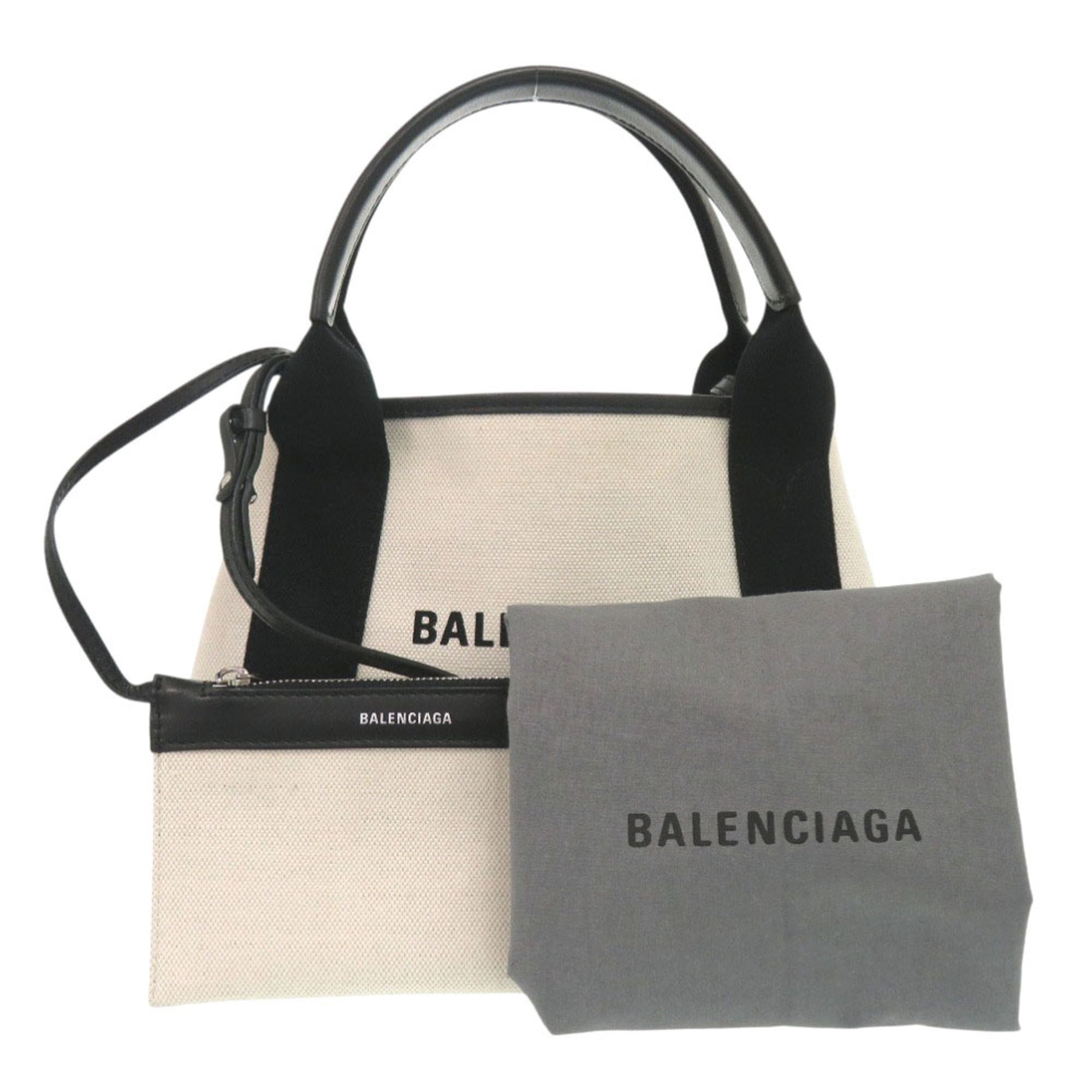 Balenciaga Like new Balenciaga Navy Cabas XS Canvas and Leather in Light Beige Black, 2-Way Handbag 0433 BALENCIAGA Size ONE SIZE - 2 Thumbnail