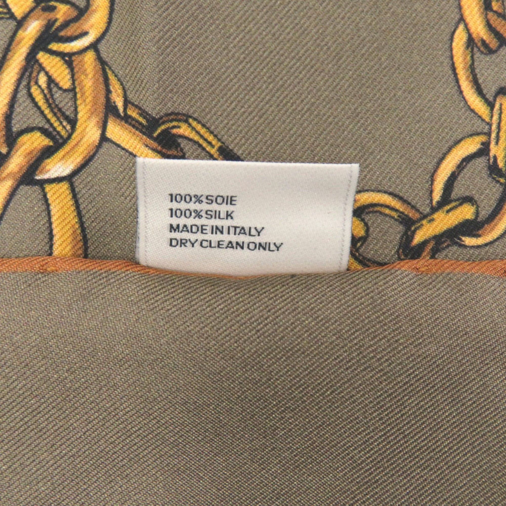 Celine Excellent condition Celine twill bandana taupe silk scarf in khaki and gold. 1529. Size ONE SIZE - 5 Thumbnail
