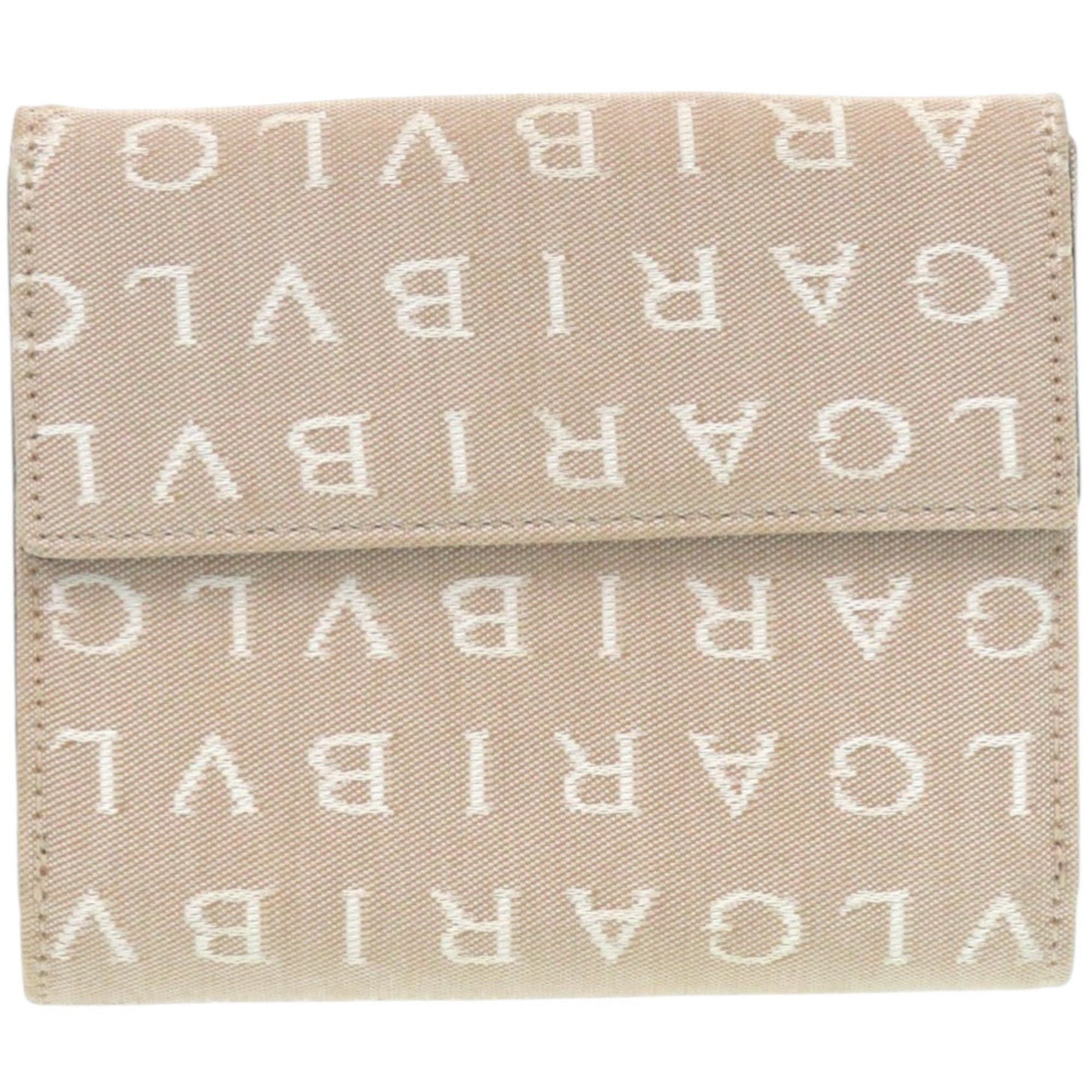 Bvlgari Like new Bvlgari Logomania canvas and leather bifold wallet with silver hardware, beige, 0445. Size ONE SIZE - 3 Thumbnail