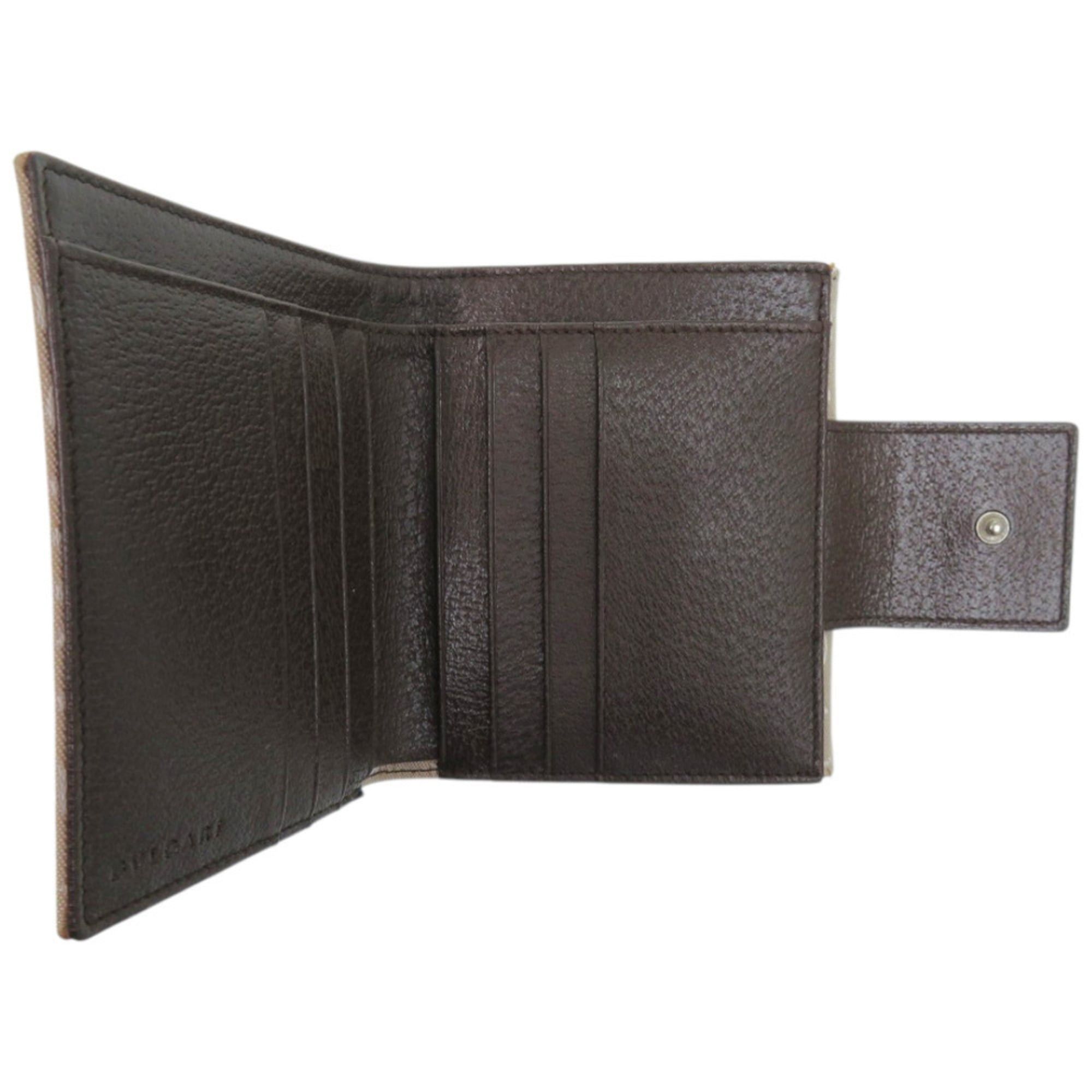 Bvlgari Like new Bvlgari Logomania canvas and leather bifold wallet with silver hardware, beige, 0445. Size ONE SIZE - 6 Thumbnail