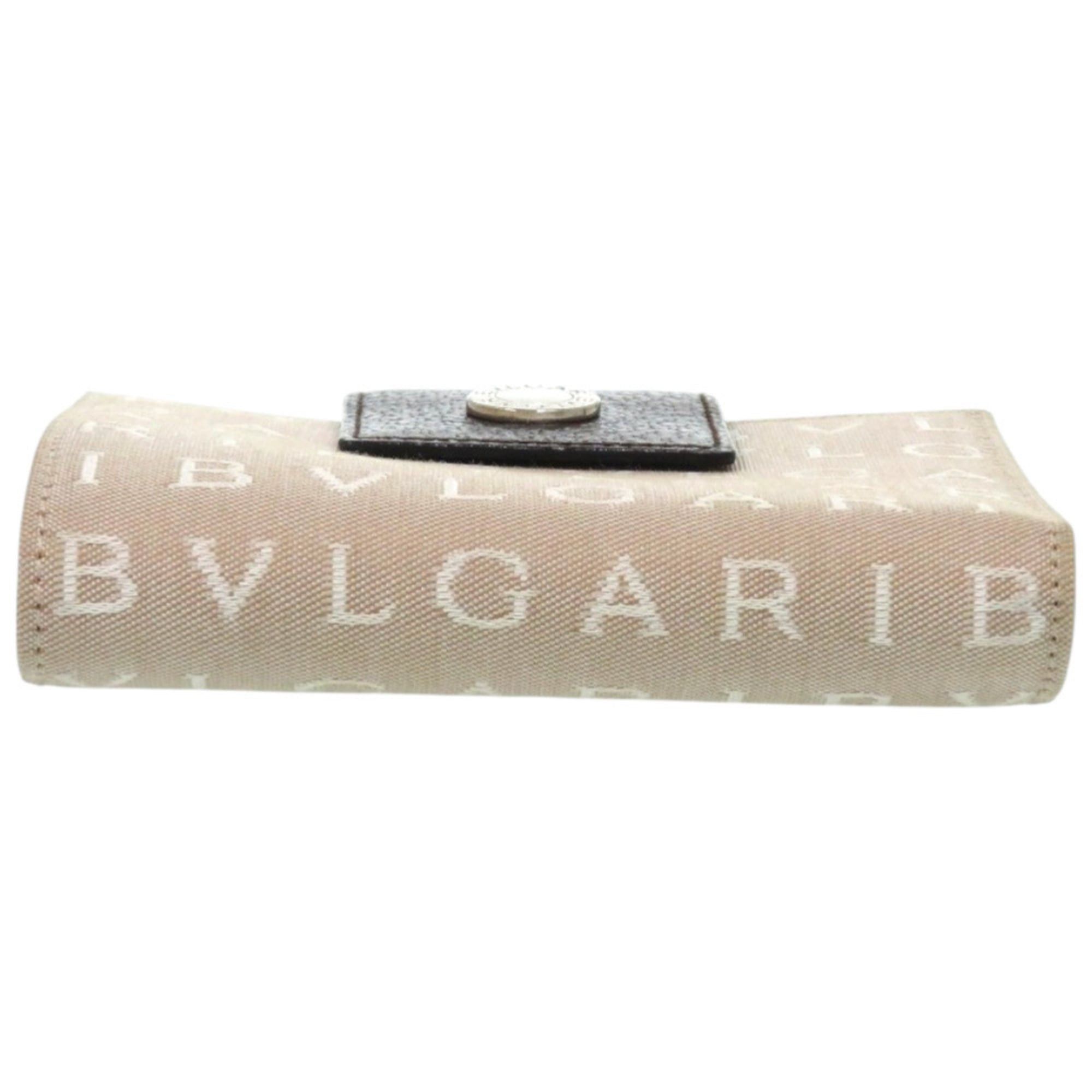 Bvlgari Like new Bvlgari Logomania canvas and leather bifold wallet with silver hardware, beige, 0445. Size ONE SIZE - 4 Thumbnail
