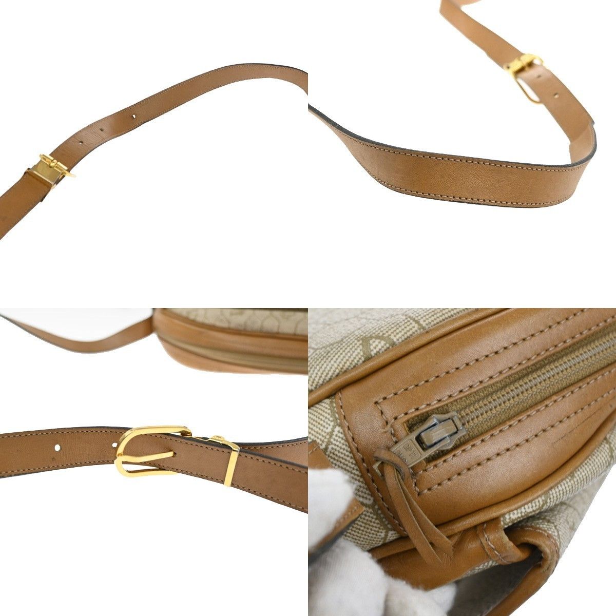 Dior Christian Dior Vintage Honeycomb Shoulder Bag Canvas and Leather Size ONE SIZE - 10 Thumbnail