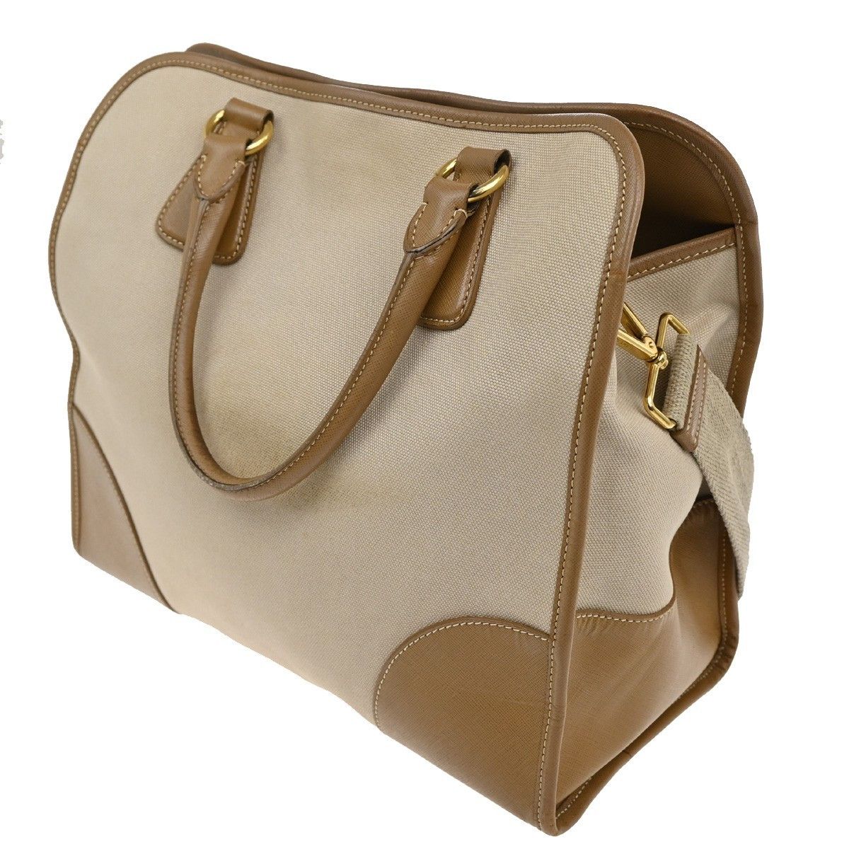 Prada Prada Convertible Tote Canvas and Saffiano Leather Size ONE SIZE - 4 Thumbnail