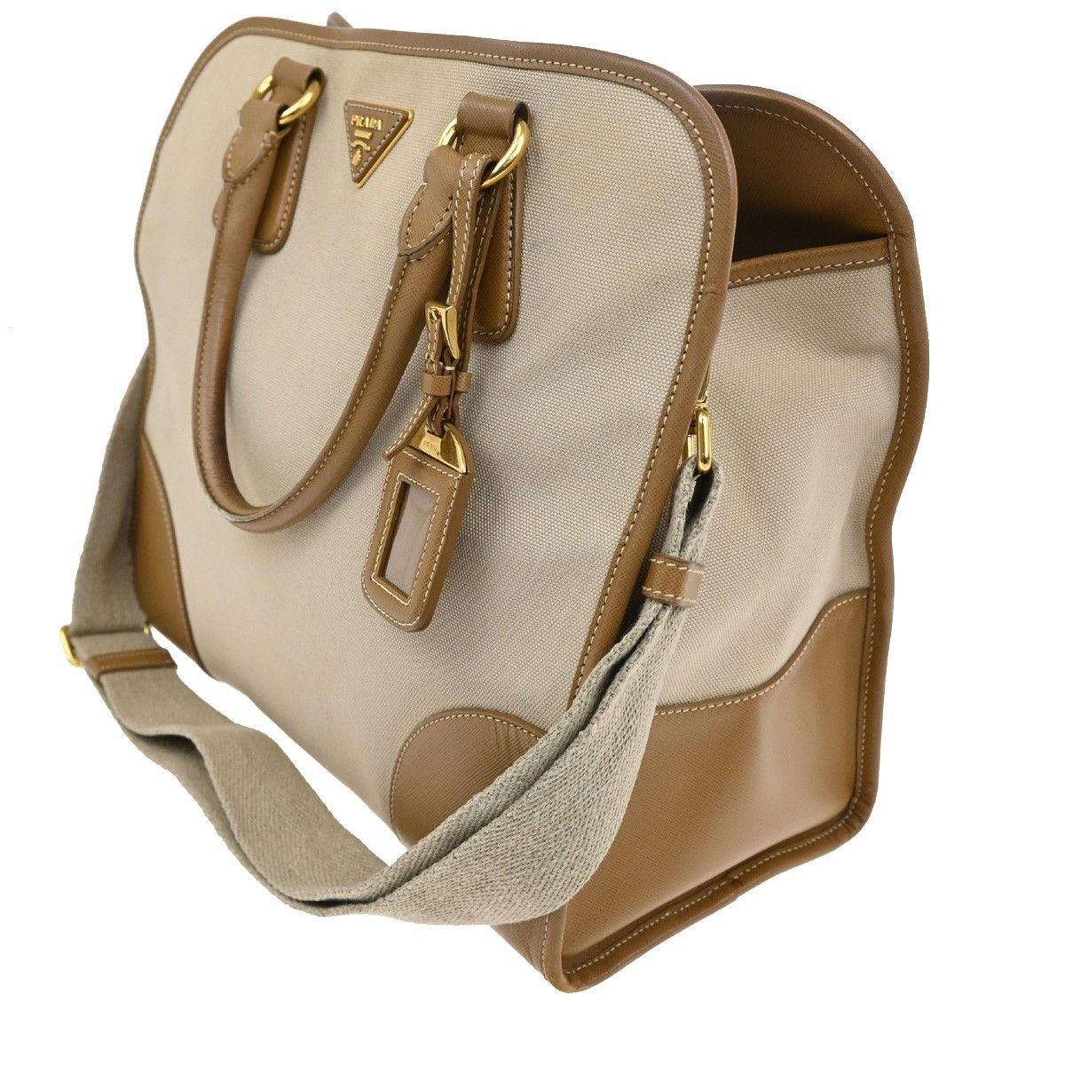 Prada Prada Convertible Tote Canvas and Saffiano Leather Size ONE SIZE - 3 Thumbnail