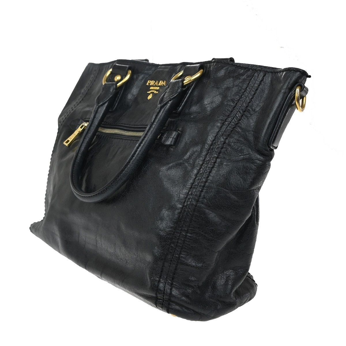 Prada Prada Front Pocket Convertible Tote Leather Size ONE SIZE - 3 Thumbnail
