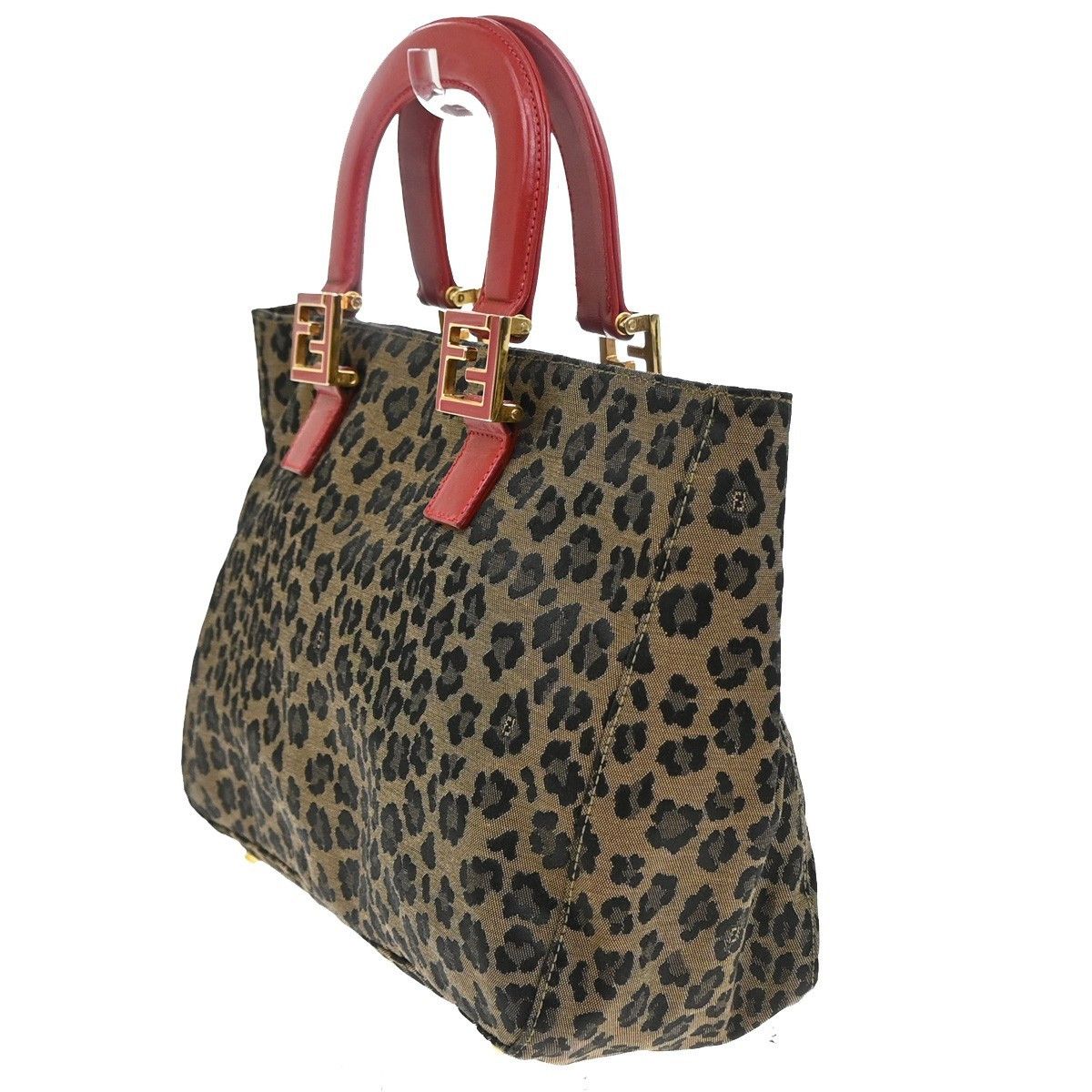 Fendi Fendi Vintage FF Handle Tote Leopard Print Jacquard Size ONE SIZE - 2 Thumbnail