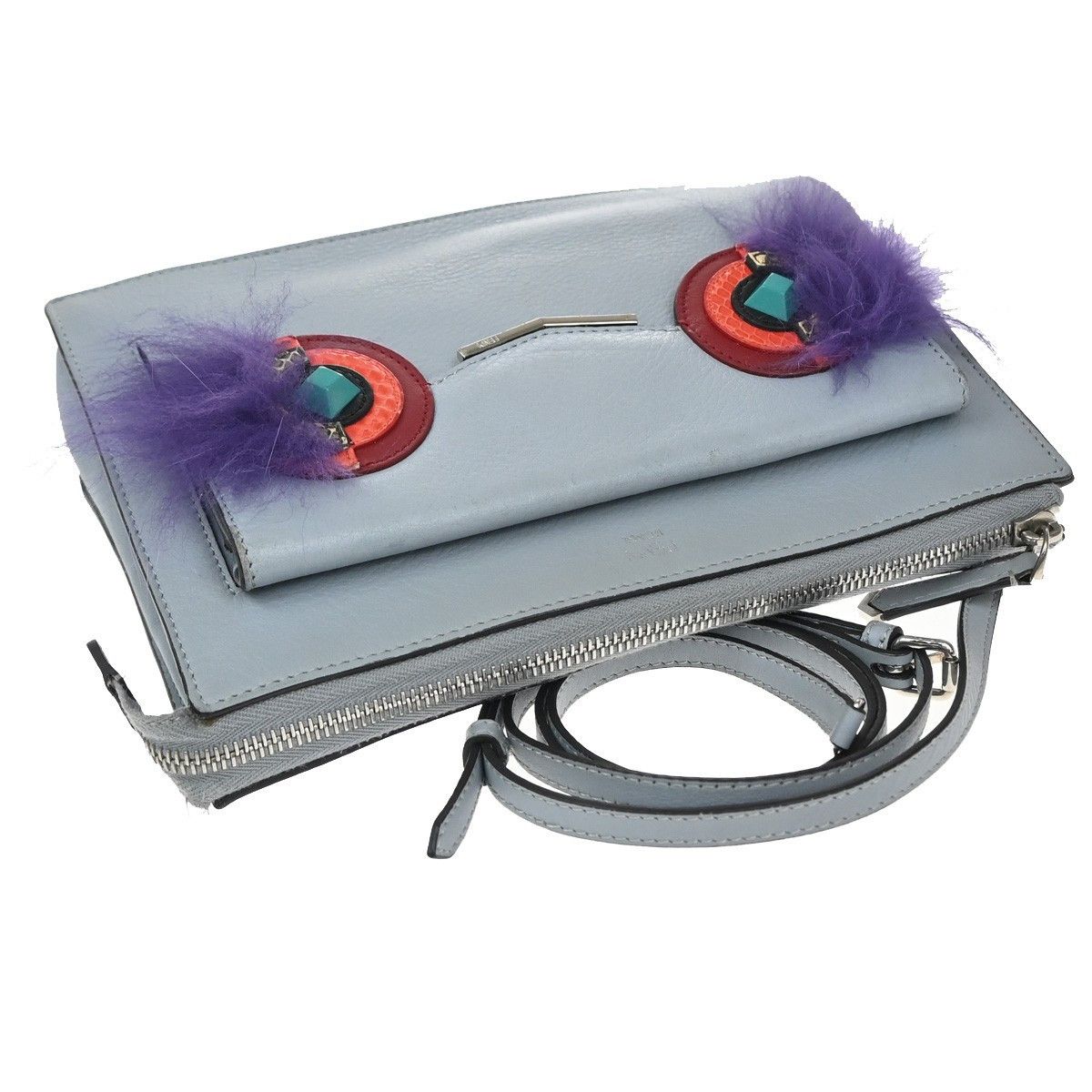 Fendi Fendi Monster Front Pocket Clutch Leather with Fur Size ONE SIZE - 8 Thumbnail