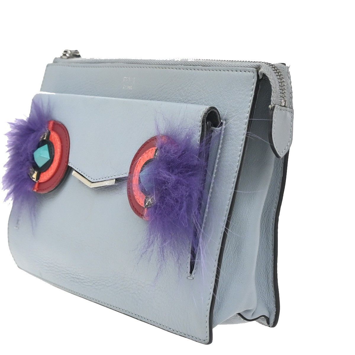 Fendi Fendi Monster Front Pocket Clutch Leather with Fur Size ONE SIZE - 3 Thumbnail
