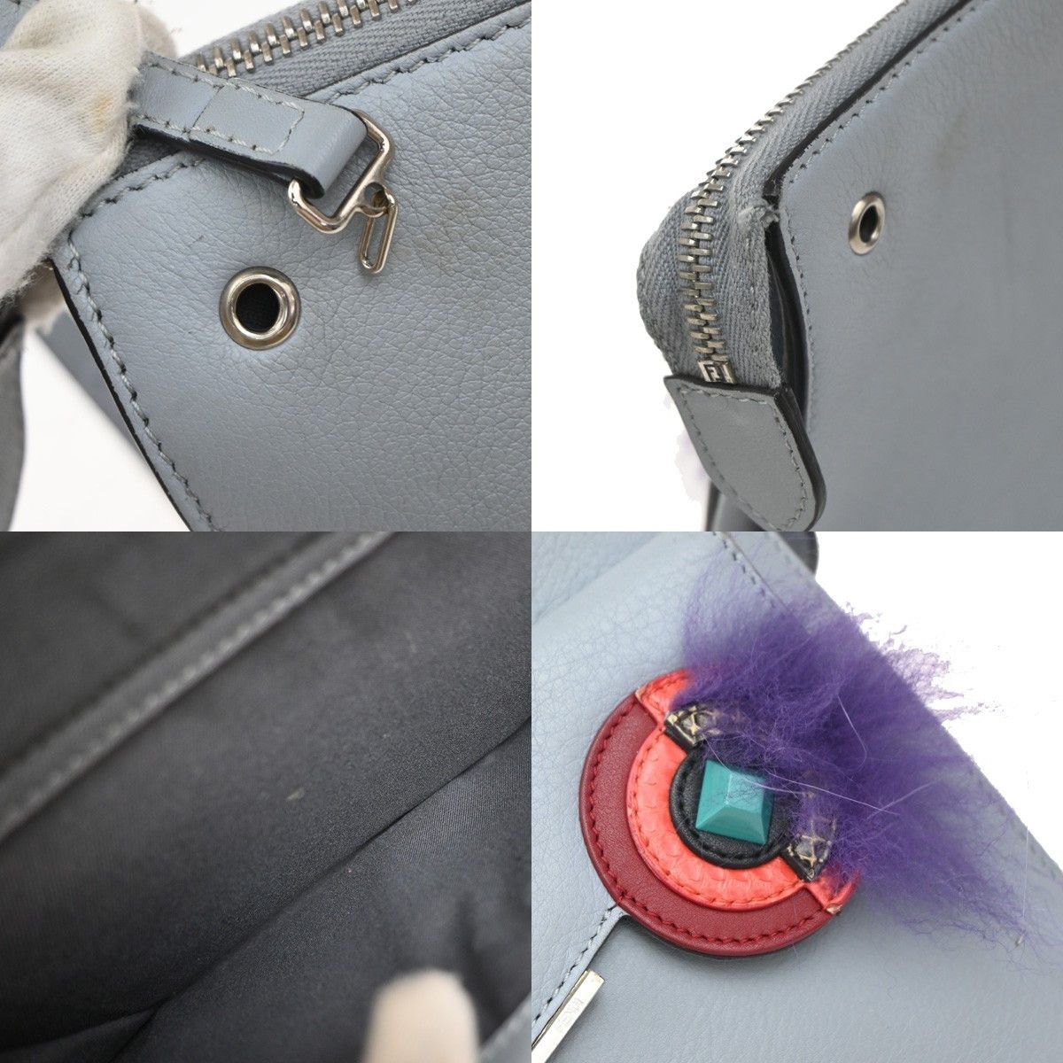 Fendi Fendi Monster Front Pocket Clutch Leather with Fur Size ONE SIZE - 11 Thumbnail