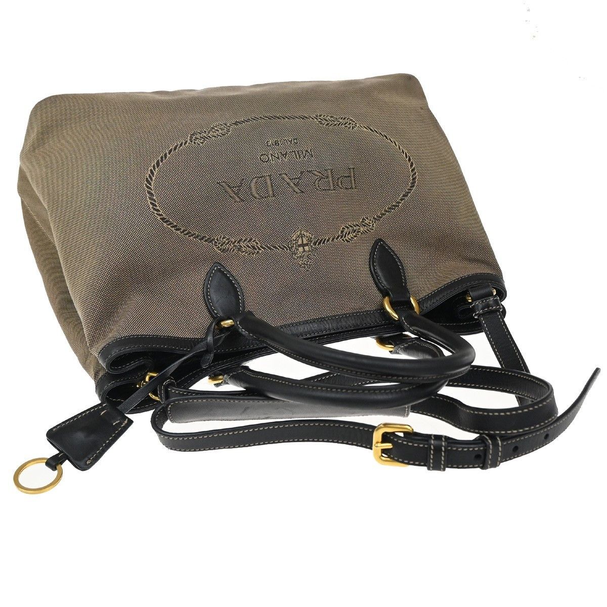 Prada Prada Logo Convertible Tote Canvas with Leather Size ONE SIZE - 7 Thumbnail