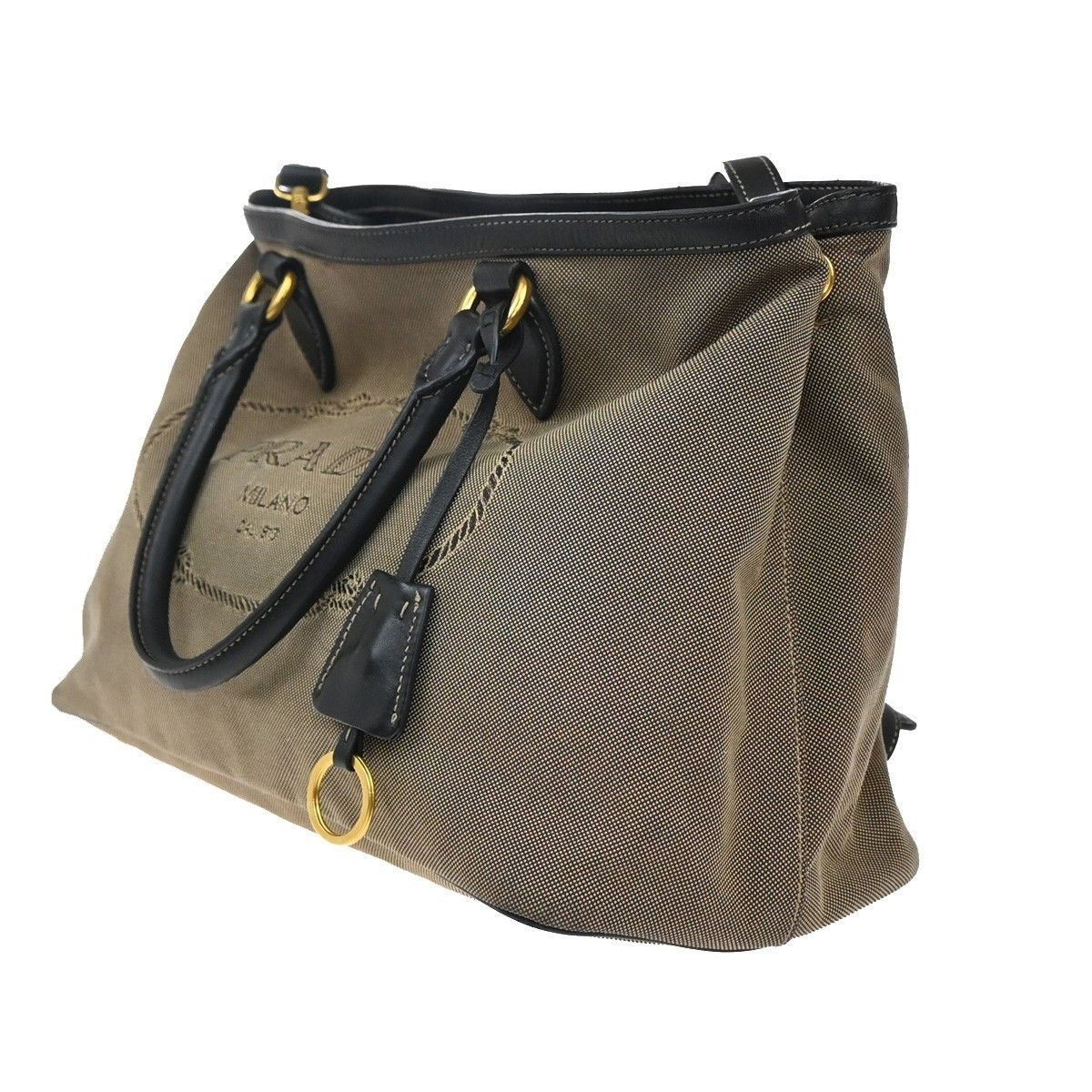 Prada Prada Logo Convertible Tote Canvas with Leather Size ONE SIZE - 3 Thumbnail