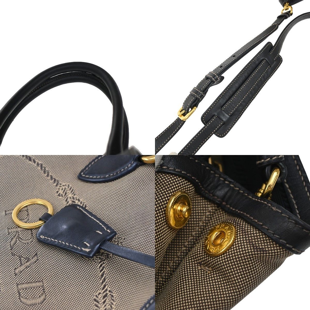Prada Prada Logo Convertible Tote Canvas with Leather Size ONE SIZE - 9 Thumbnail