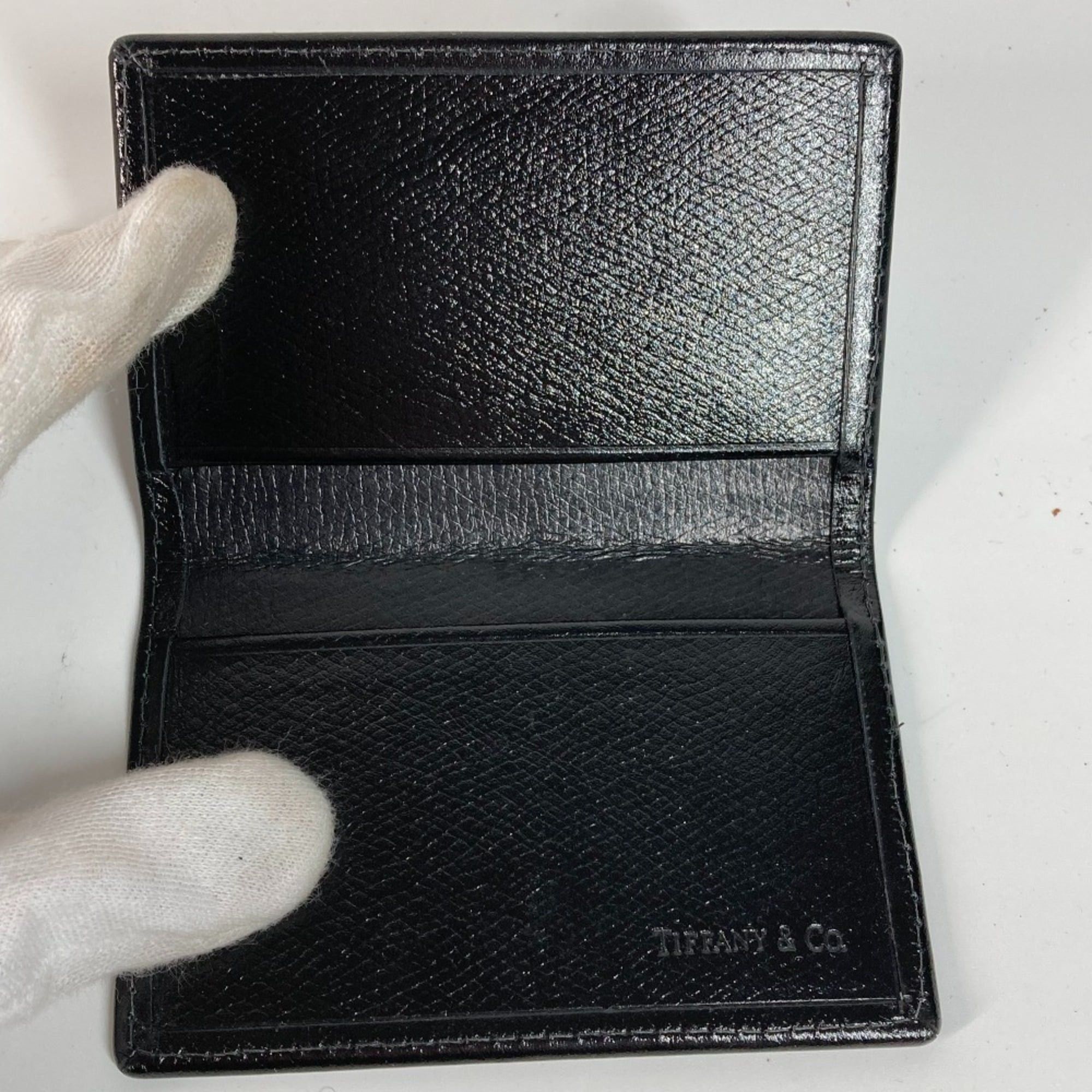 Tiffany & Co. TIFFANY & Co. Tiffany Logo Business Card Holder/Pass Case, Bifold Leather, Men's, Black Size ONE SIZE - 8 Thumbnail