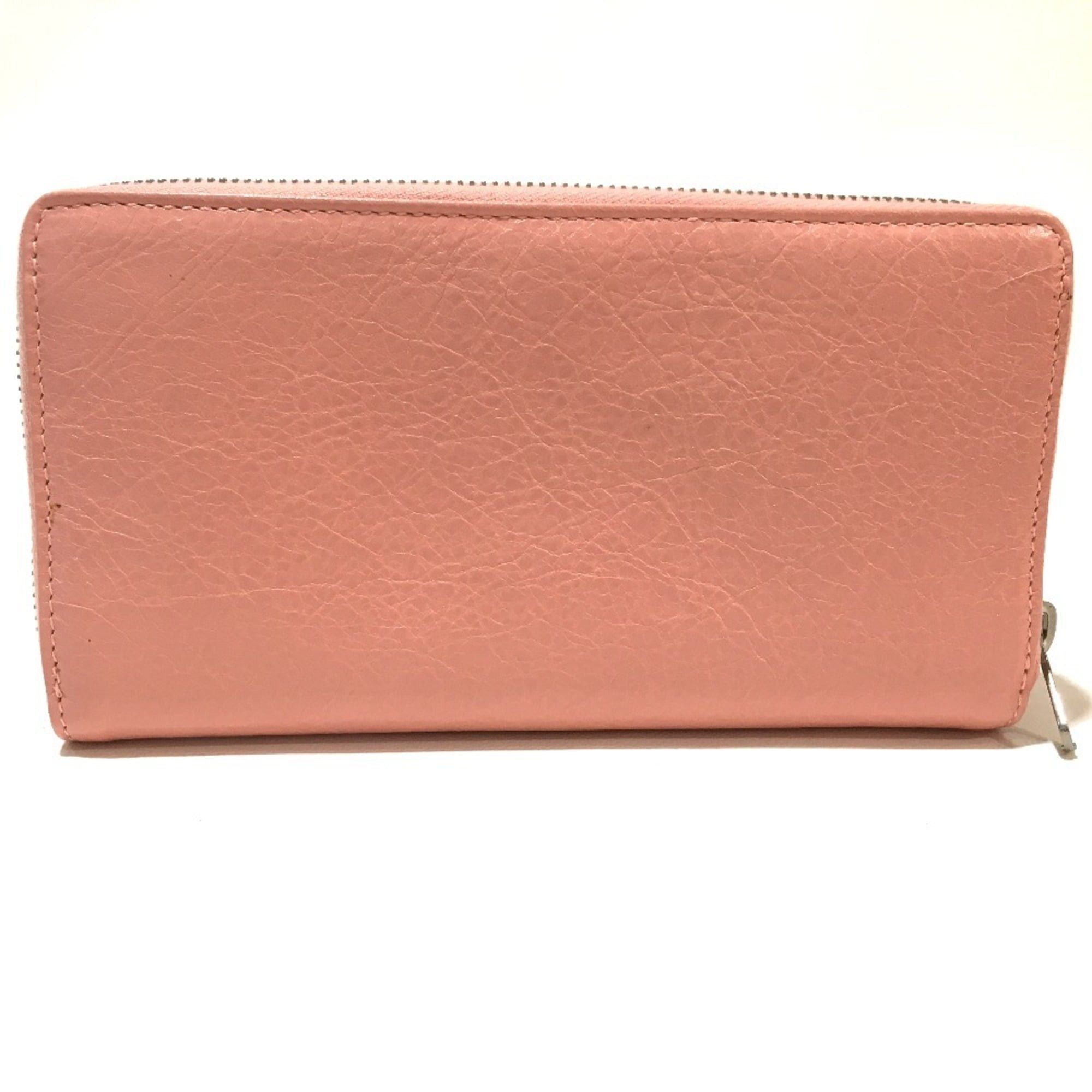 Balenciaga BALENCIAGA 419805 Exclusive Women's Leather Long Wallet with Zip-Around Design in Pink Beige Size ONE SIZE - 2 Thumbnail