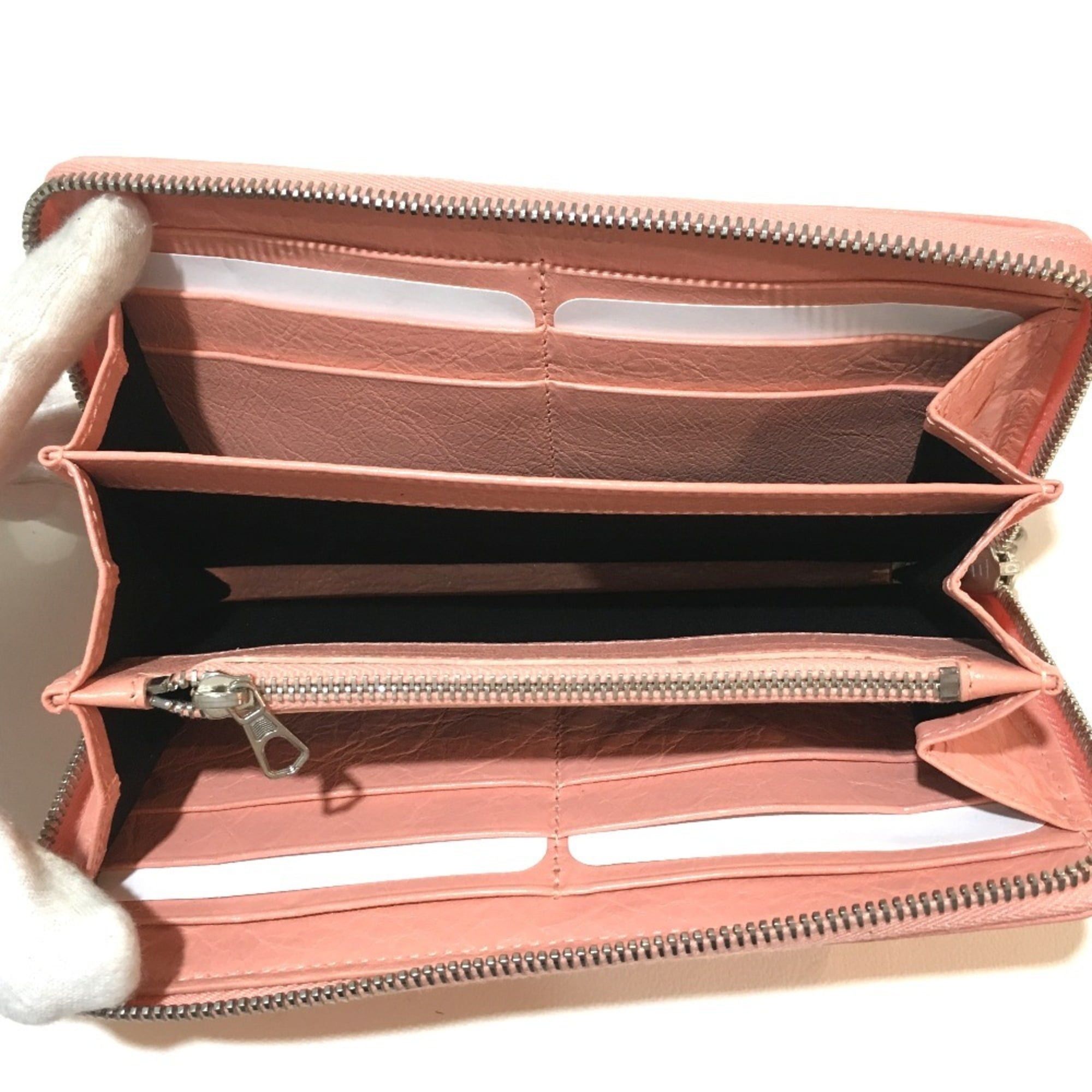 Balenciaga BALENCIAGA 419805 Exclusive Women's Leather Long Wallet with Zip-Around Design in Pink Beige Size ONE SIZE - 5 Thumbnail