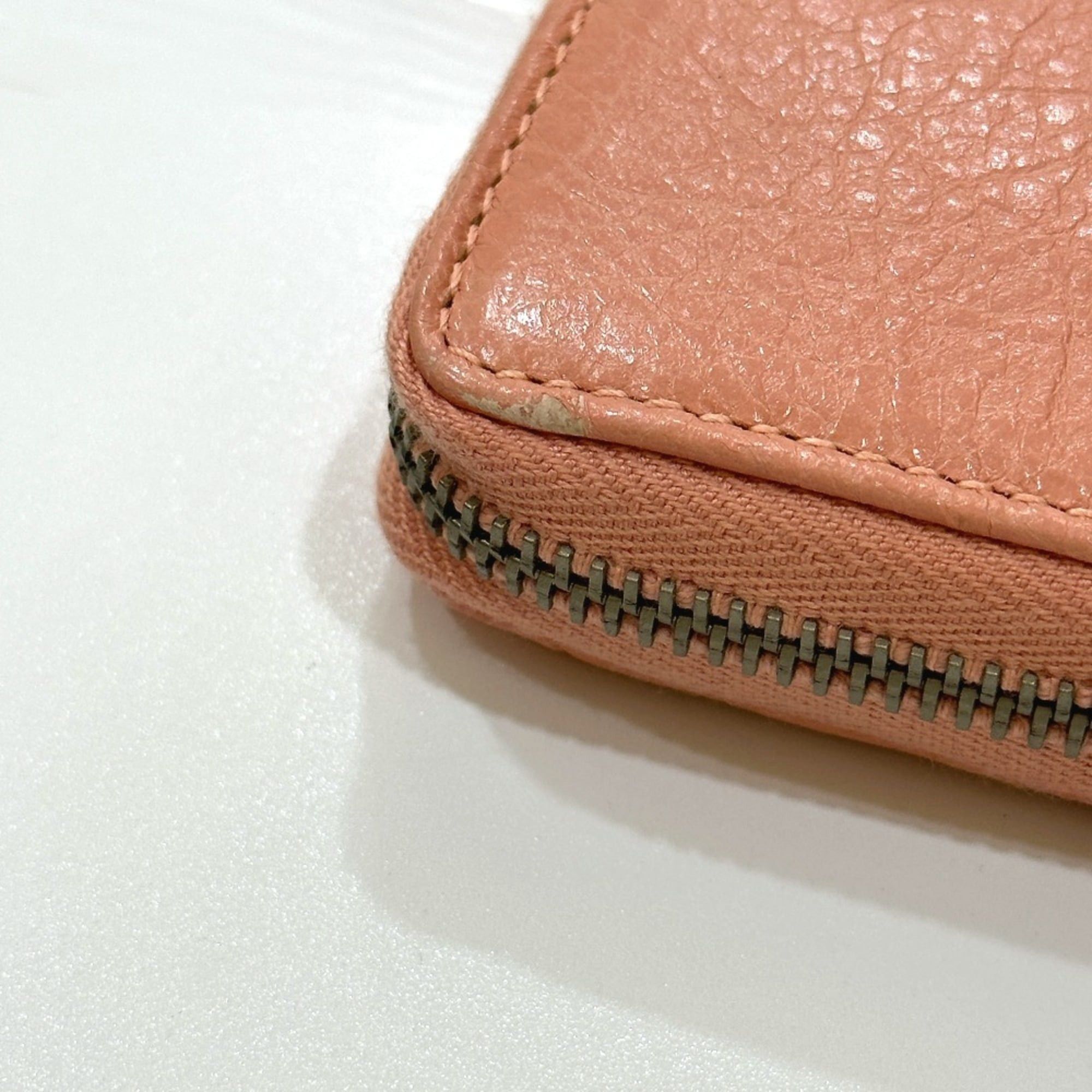 Balenciaga BALENCIAGA 419805 Exclusive Women's Leather Long Wallet with Zip-Around Design in Pink Beige Size ONE SIZE - 9 Thumbnail