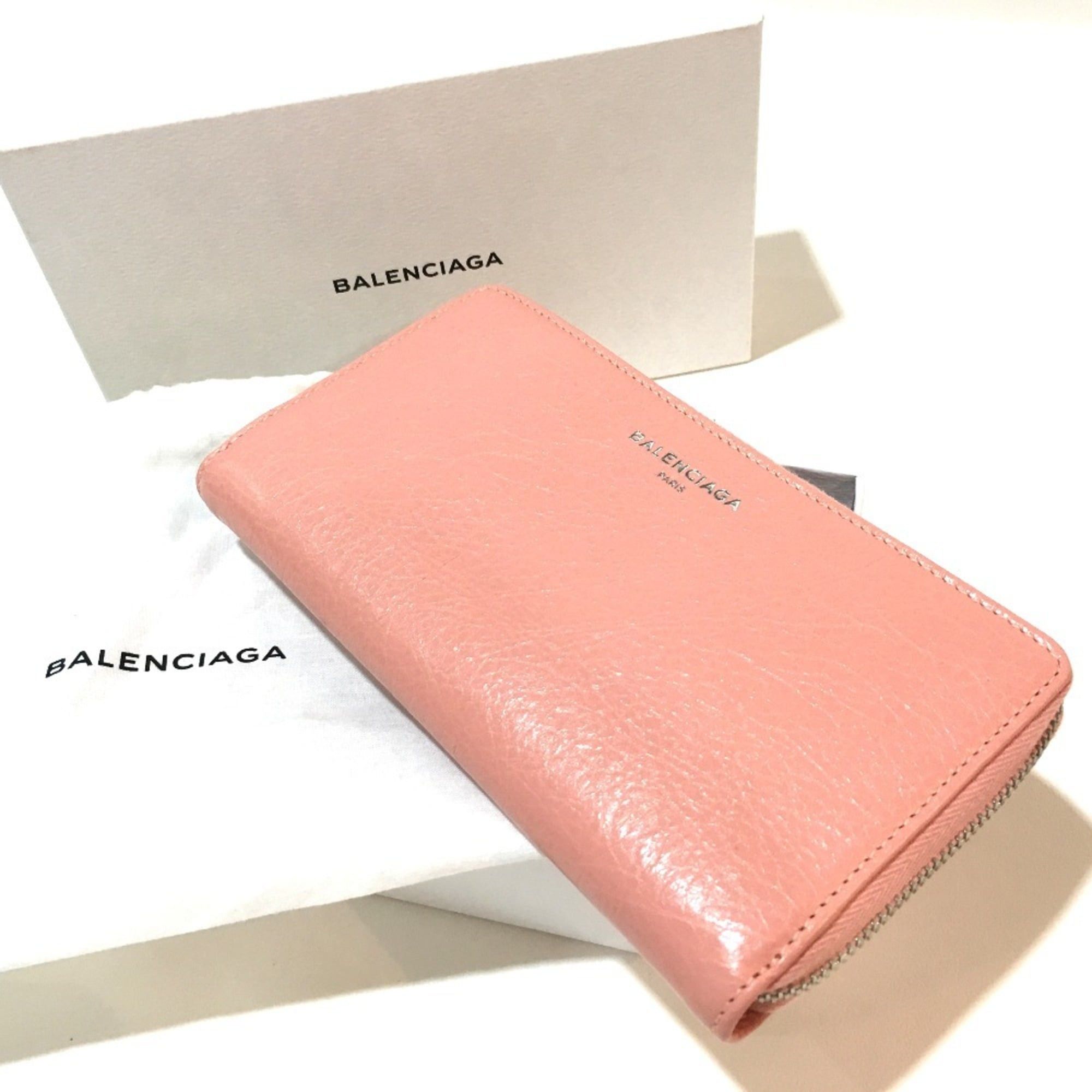 Balenciaga BALENCIAGA 419805 Exclusive Women's Leather Long Wallet with Zip-Around Design in Pink Beige Size ONE SIZE - 7 Thumbnail