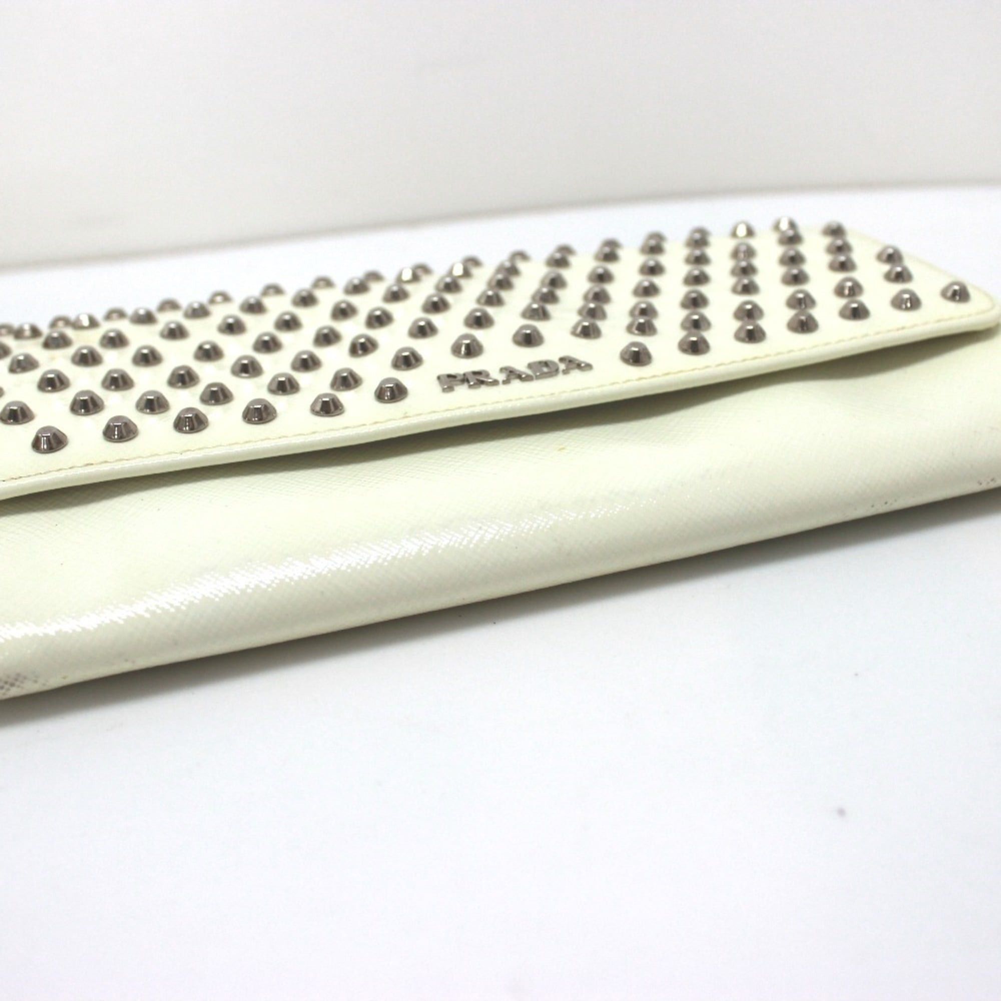 Prada Prada Wallet Bag Studs Clutch Long Leather Women's White Size ONE SIZE - 5 Thumbnail