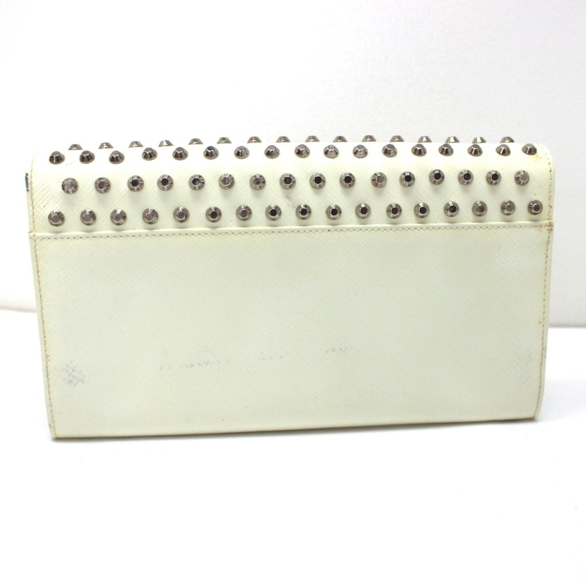 Prada Prada Wallet Bag Studs Clutch Long Leather Women's White Size ONE SIZE - 2 Thumbnail