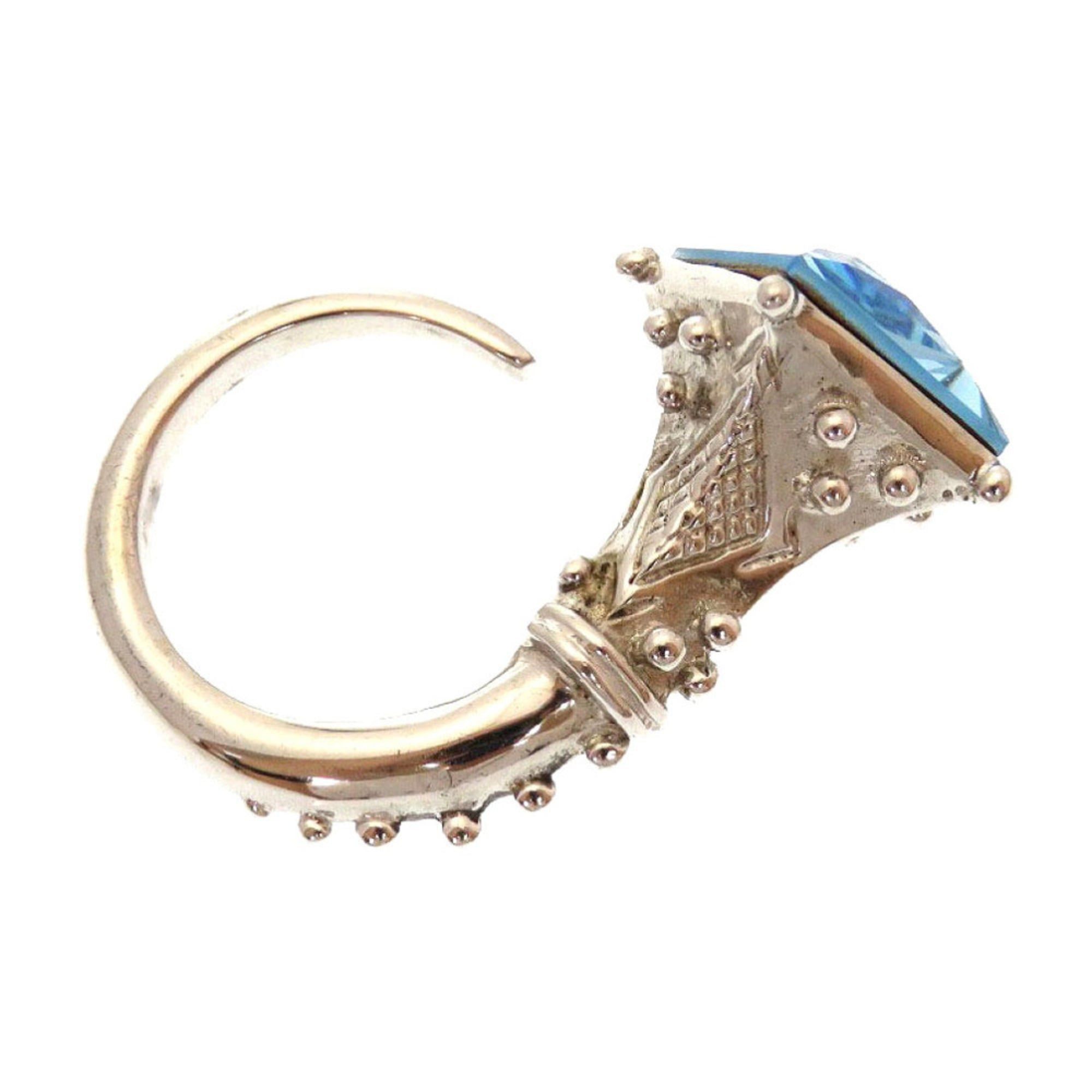 Dior Christian Dior Like new Dior Blue Stone Metal Silver Ring 0141 Size ONE SIZE - 2 Thumbnail