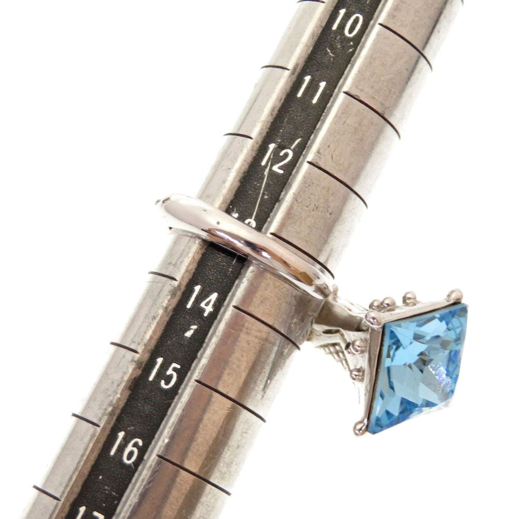 Dior Christian Dior Like new Dior Blue Stone Metal Silver Ring 0141 Size ONE SIZE - 4 Thumbnail