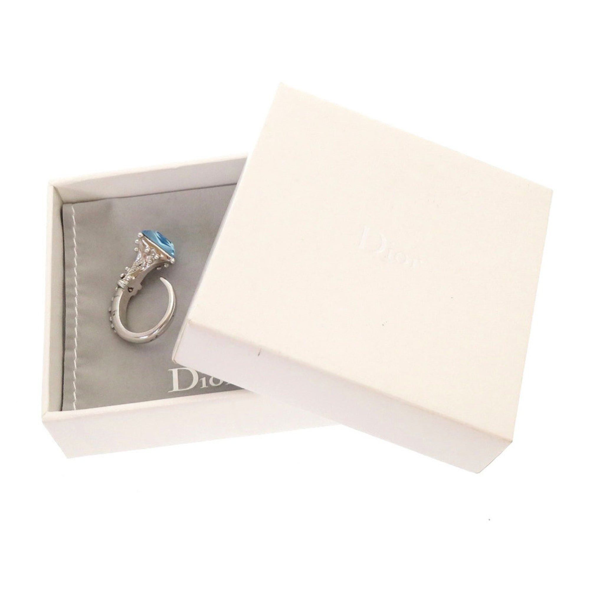 Dior Christian Dior Like new Dior Blue Stone Metal Silver Ring 0141 Size ONE SIZE - 5 Thumbnail