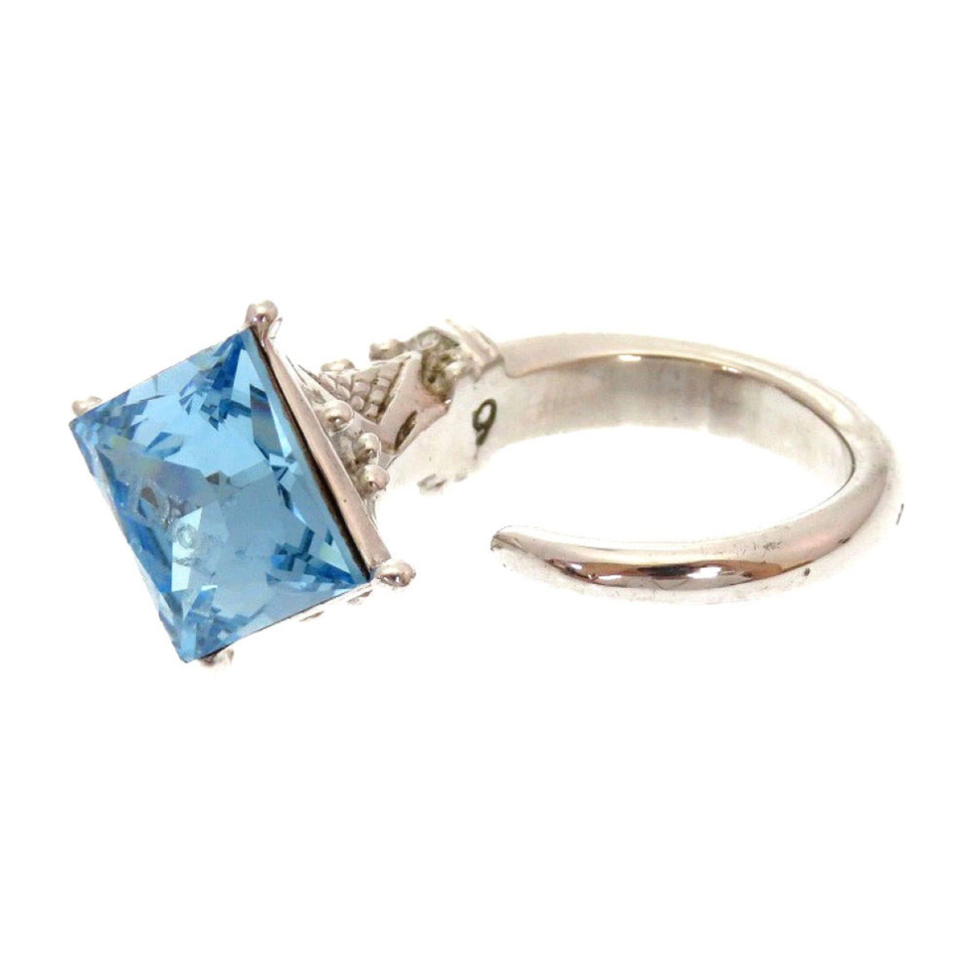 Dior Christian Dior Like new Dior Blue Stone Metal Silver Ring 0141 Size ONE SIZE - 3 Thumbnail