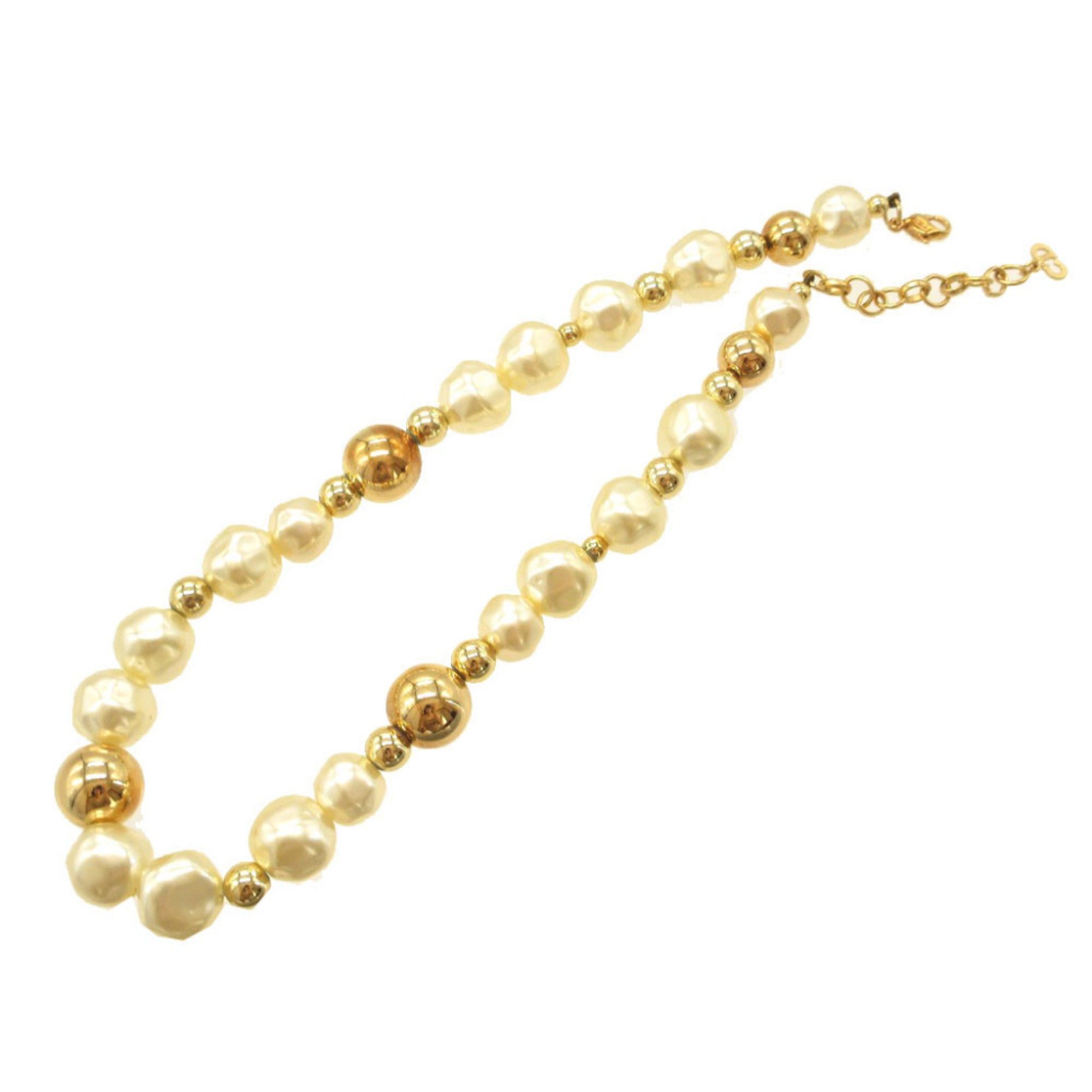 Dior Excellent condition Christian Dior vintage faux pearl metal gold choker necklace 0090 Size ONE SIZE - 2 Thumbnail