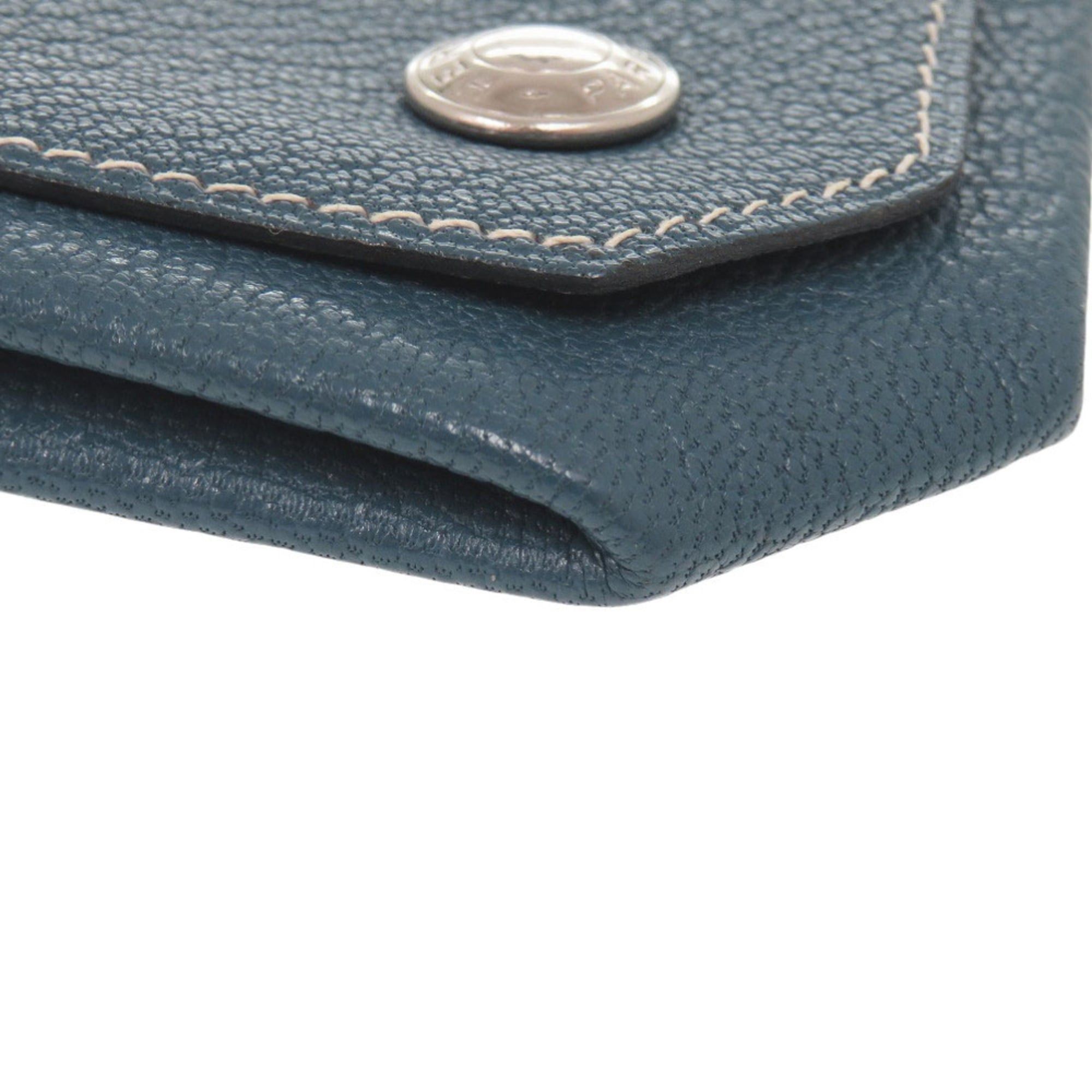 Hermes Excellent condition Hermès Le Vingt Quatre Chevre wallet with silver hardware, H stamp (2004), blue, 1208 HERMES Size ONE SIZE - 4 Thumbnail