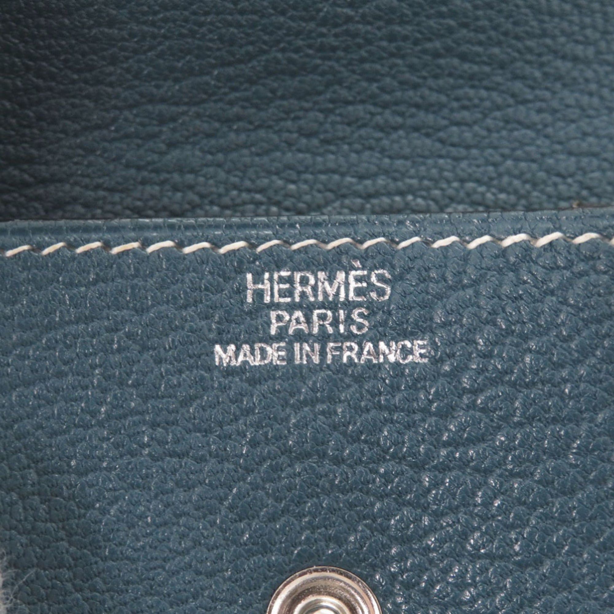 Hermes Excellent condition Hermès Le Vingt Quatre Chevre wallet with silver hardware, H stamp (2004), blue, 1208 HERMES Size ONE SIZE - 6 Thumbnail