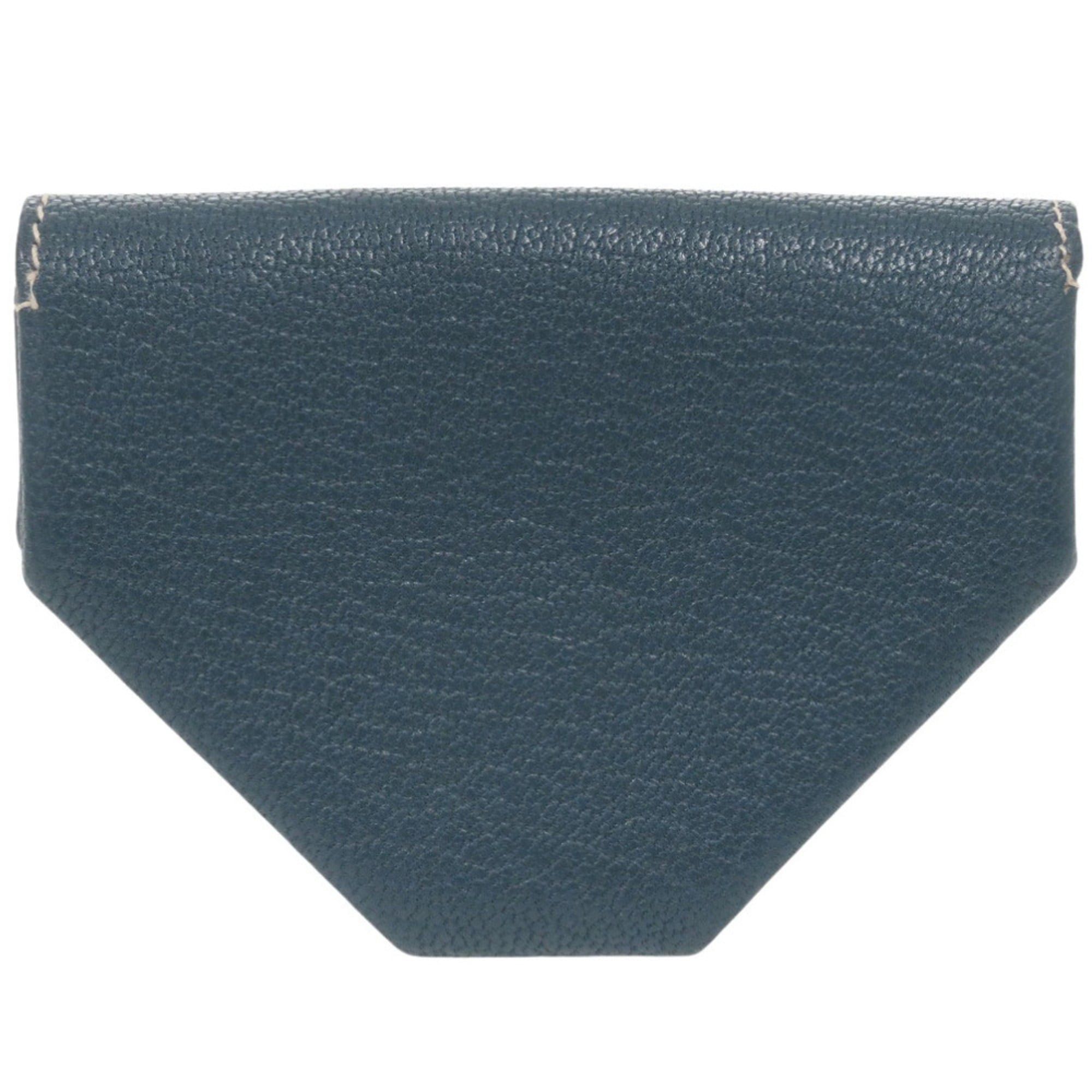 Hermes Excellent condition Hermès Le Vingt Quatre Chevre wallet with silver hardware, H stamp (2004), blue, 1208 HERMES Size ONE SIZE - 2 Thumbnail