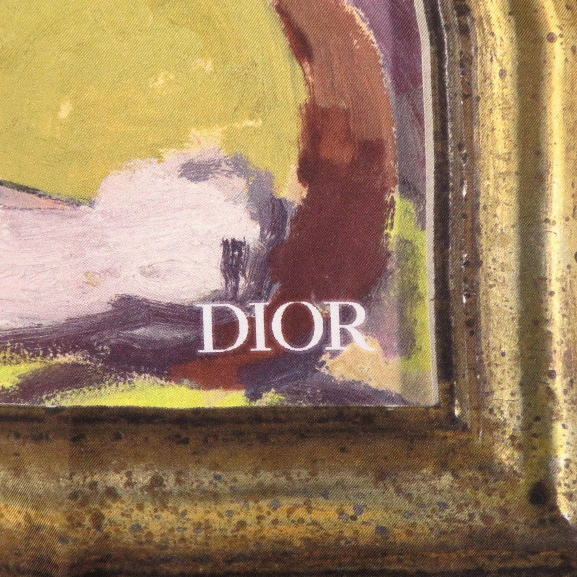 Dior Christian Dior Like new Dior silk scarf in brown, green, and yellow. 0671 Size ONE SIZE - 2 Thumbnail