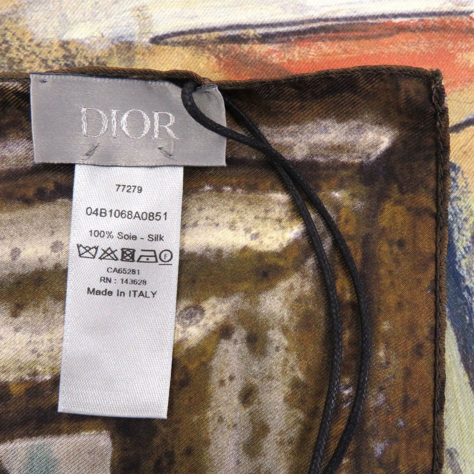 Dior Christian Dior Like new Dior silk scarf in brown, green, and yellow. 0671 Size ONE SIZE - 3 Thumbnail