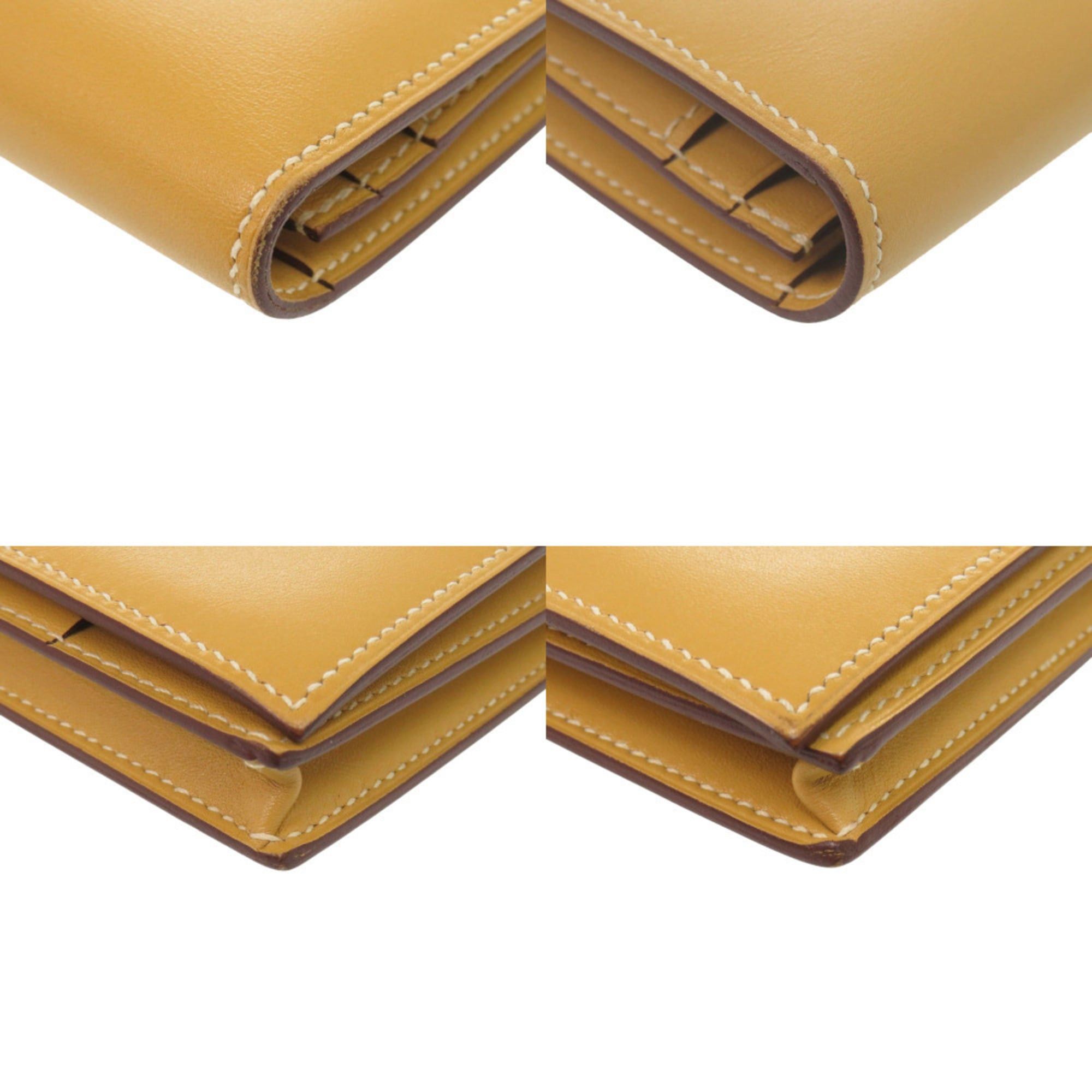 Hermes Excellent condition Hermès Bearn soufflet Vautadelact Paille long wallet, gold hardware, A stamp (made in 2017), 1218 HERMES Size ONE SIZE - 3 Thumbnail