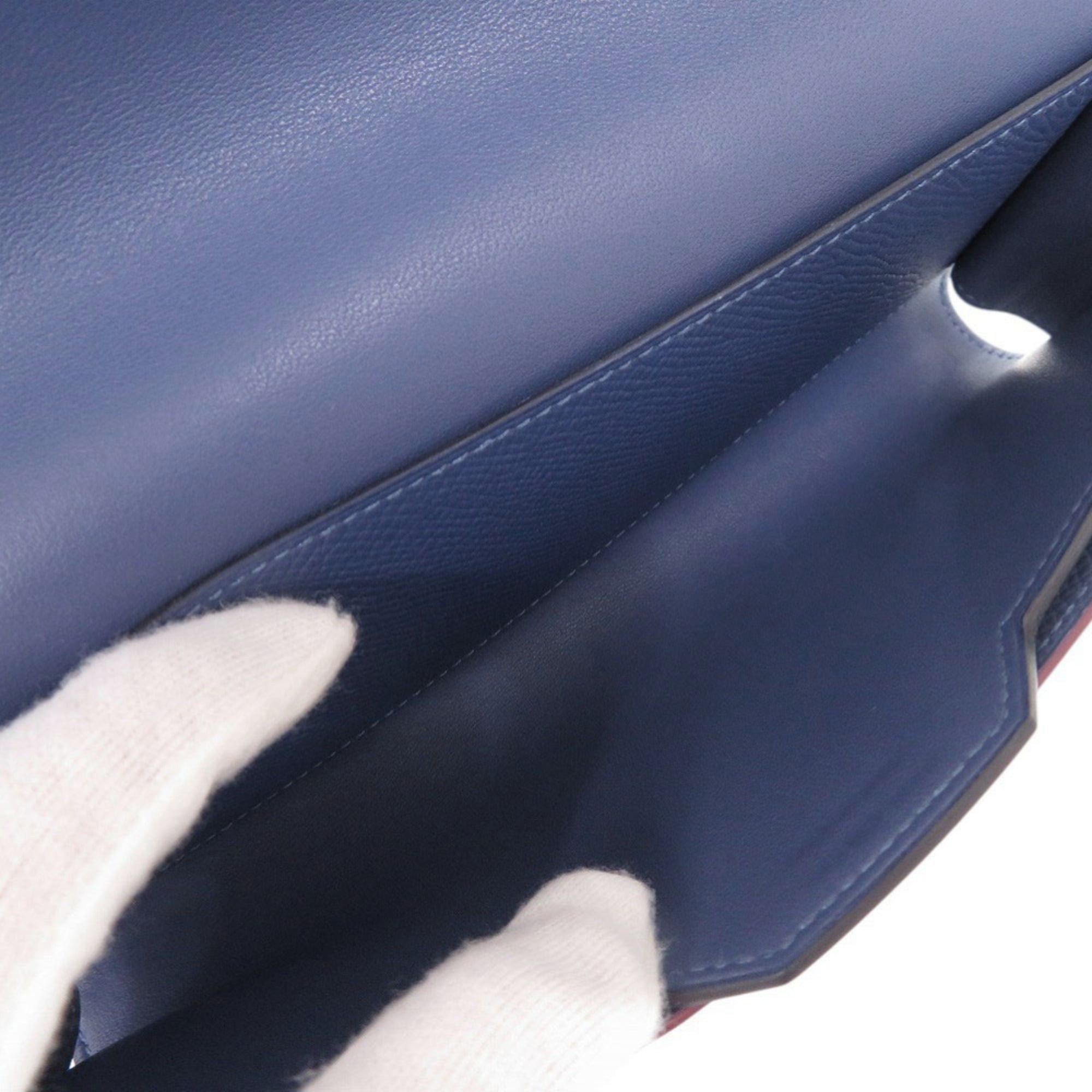 Hermes Like new Hermès Passant Long Sangle Caval Epsom Leather, Blue Brighton Silver Hardware, C Stamp (2018 Model), 0352 HERMES Size ONE SIZE - 7 Thumbnail
