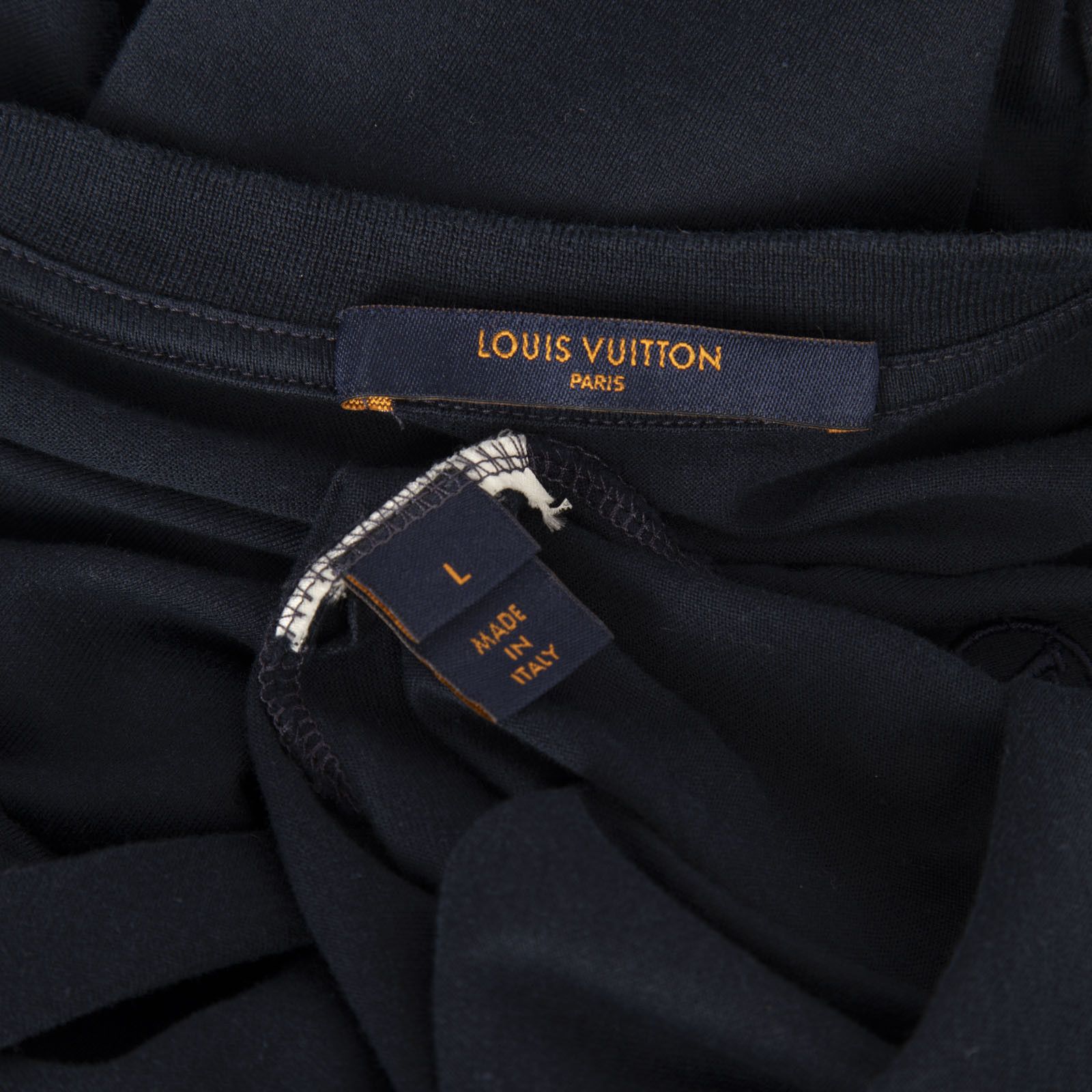 Louis Vuitton Navy Logo Embroidered T-Shirt Size L / US 10 / IT 46 - 4 Thumbnail