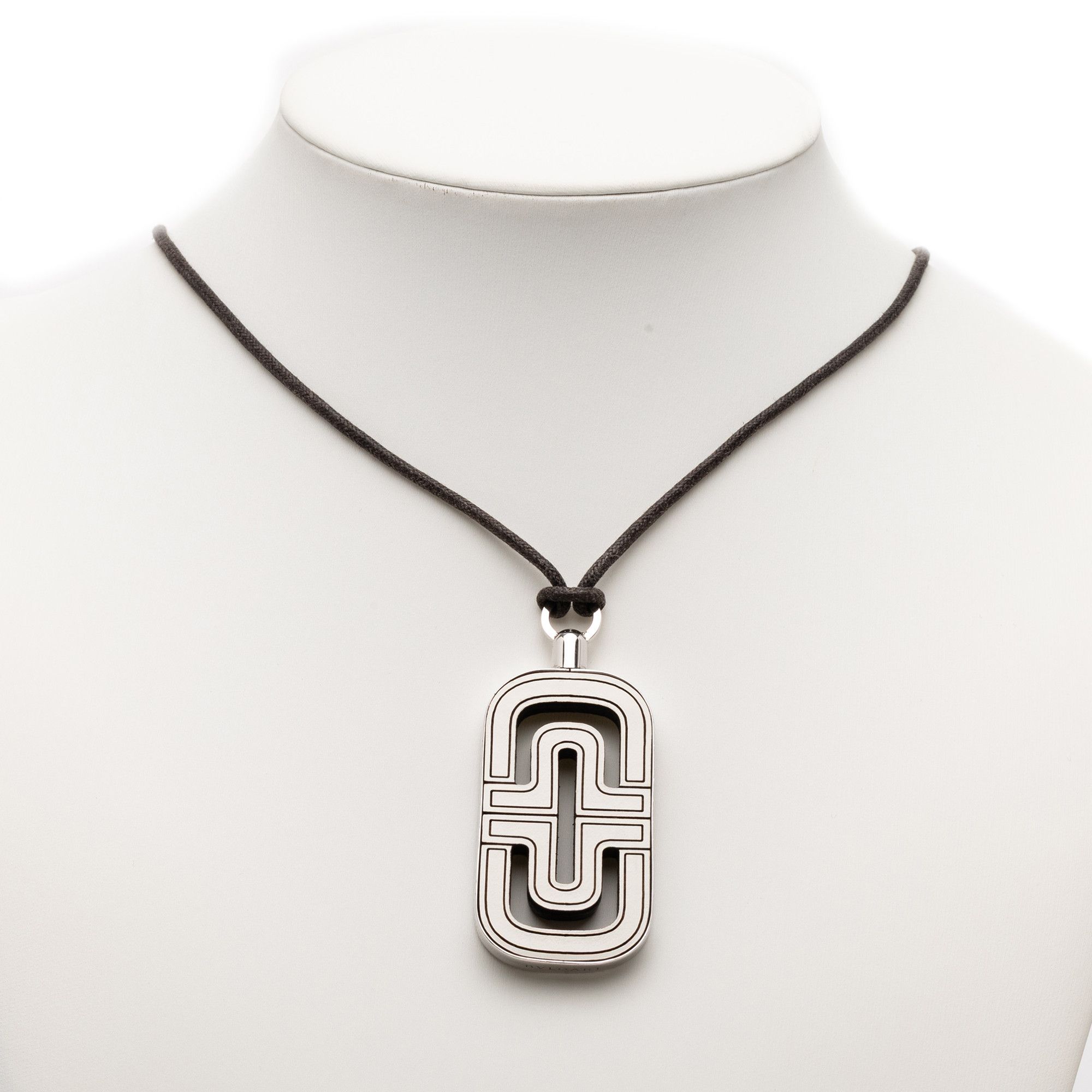 Bvlgari Bvlgari Sterling Silver and Leather Parentesi Pendant Necklace Size ONE SIZE - 8 Thumbnail