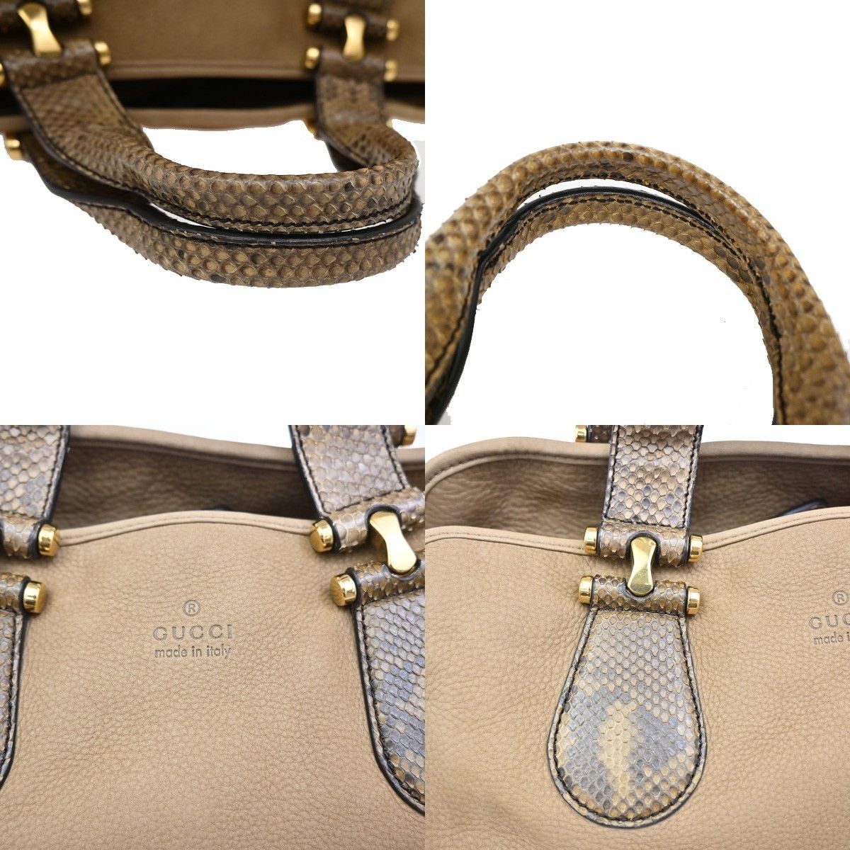 Gucci Gucci Twice Satchel Nubuck with Python Size ONE SIZE - 8 Thumbnail