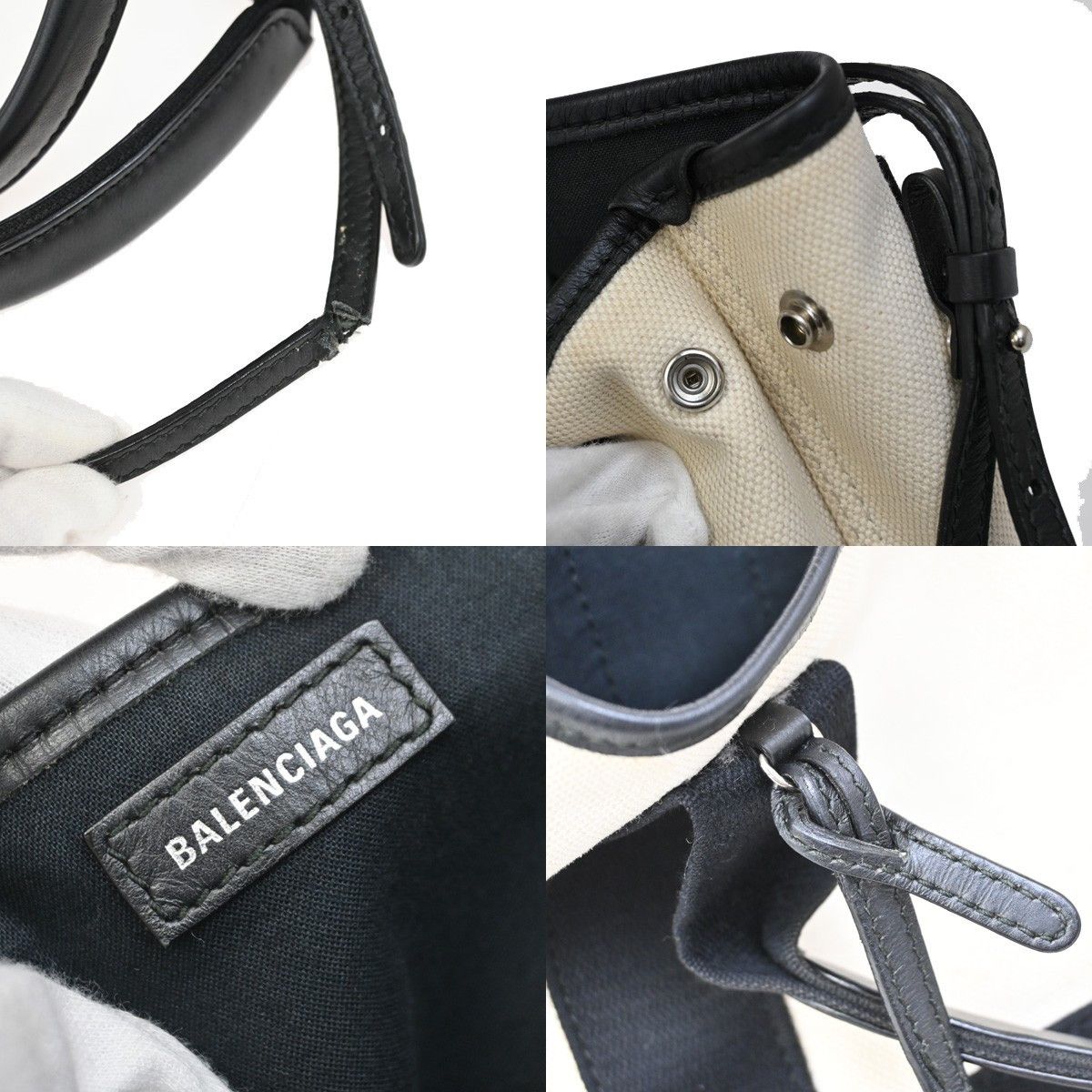 Balenciaga Balenciaga Navy Cabas Canvas with Leather Size ONE SIZE - 6 Thumbnail