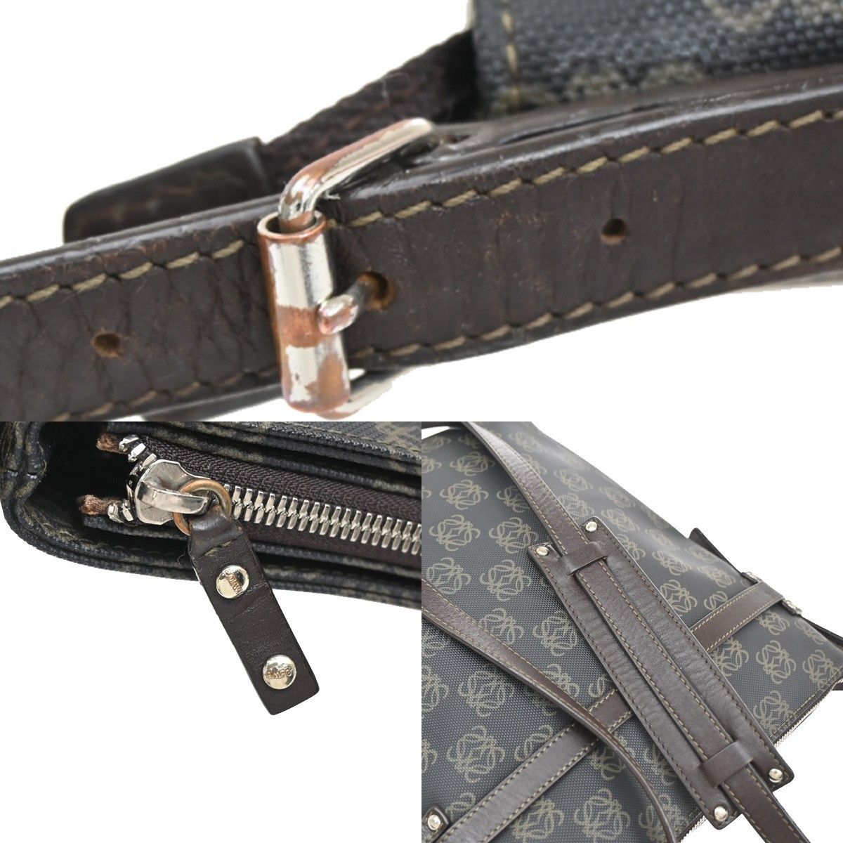Loewe Loewe Vintage Anagram Zip Crossbody Bag PVC Leather Size ONE SIZE - 10 Thumbnail