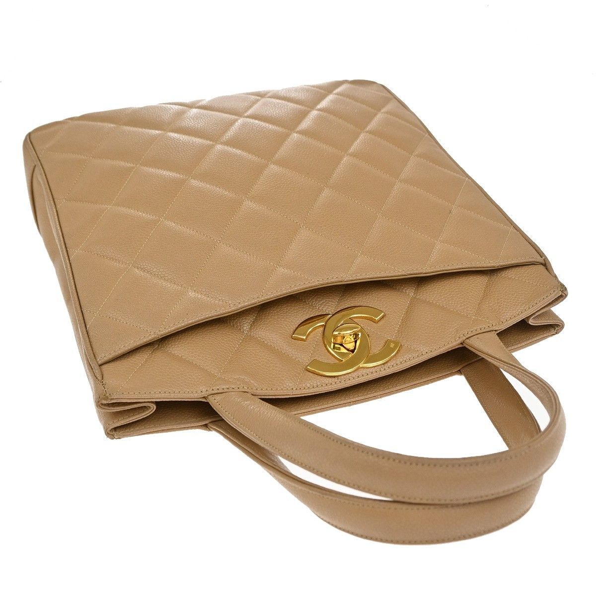 Chanel Chanel Vintage CC Lock Pocket Tote Quilted Caviar Size ONE SIZE - 6 Thumbnail
